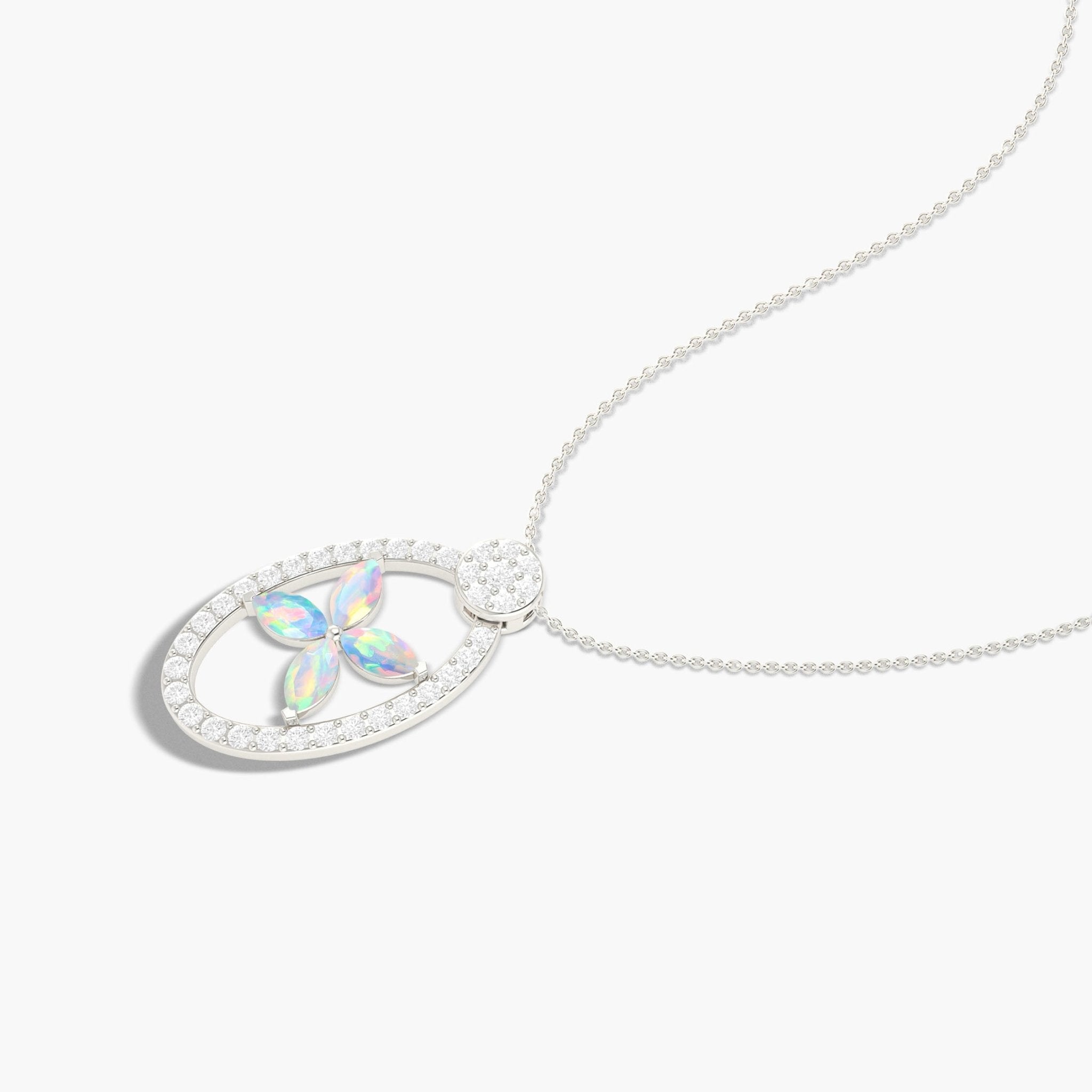Natural White Opal OX Style Charm Pendant Necklace - Goodstone Jewels