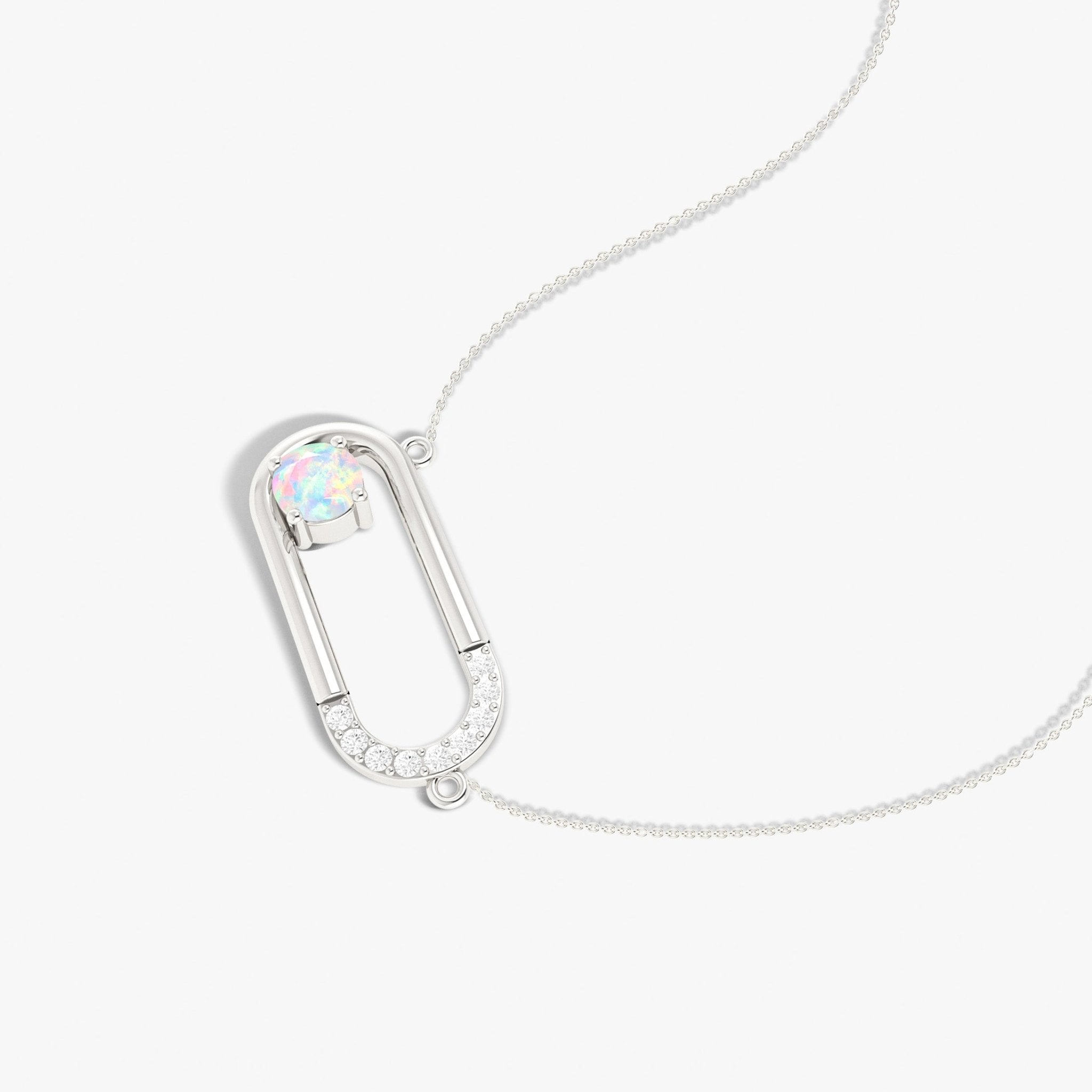 Natural White Opal Rectangle Style Chain Pendant Necklace - Goodstone Jewels