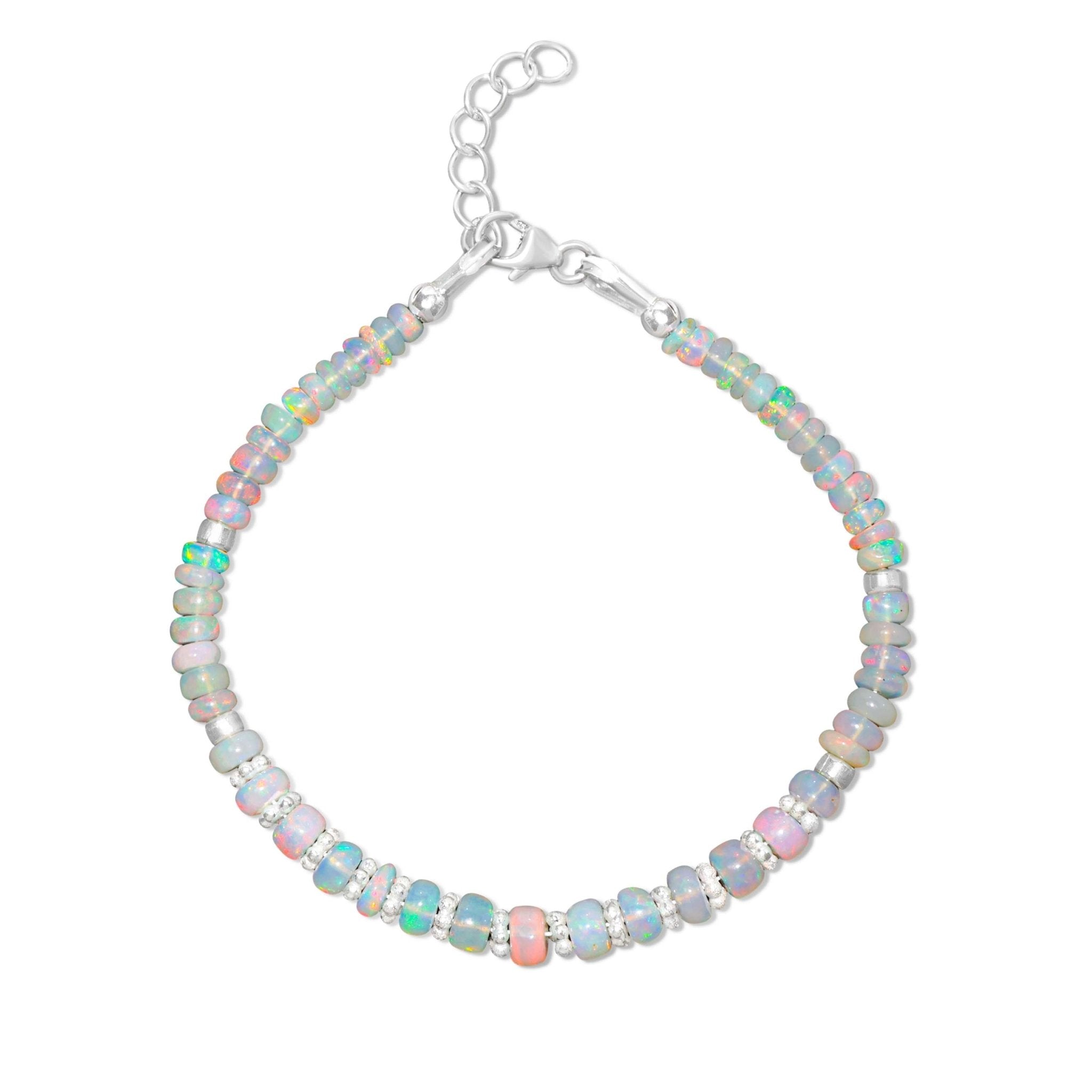 Natural White Opal Separator Rondelle Beaded Bracelet - Goodstone Jewels