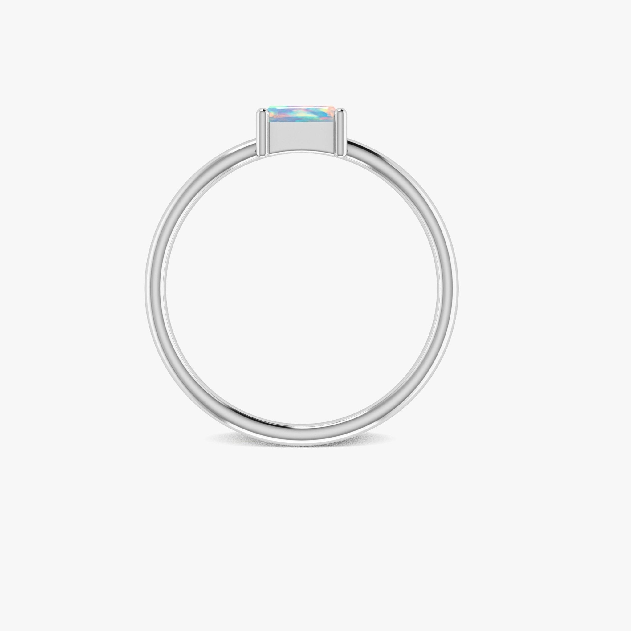 Natural White Opal SINGLE BAGUETTE STONE SOLITAIRE RING - Goodstone Jewels