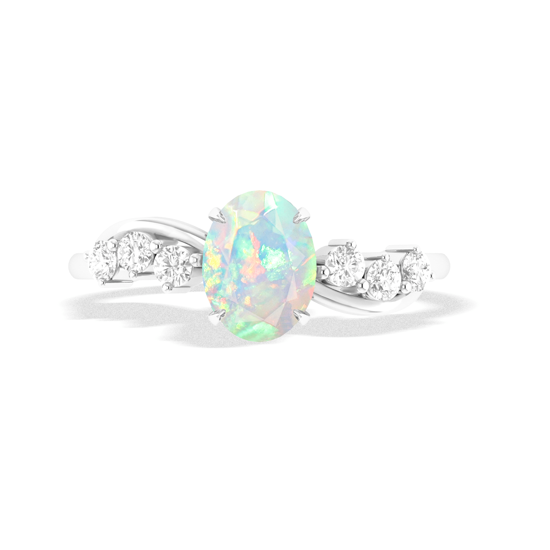 Natural White Opal Solitaire with Accents Ring with Gold Filled & Sterling Silver - Goodstone Jewels