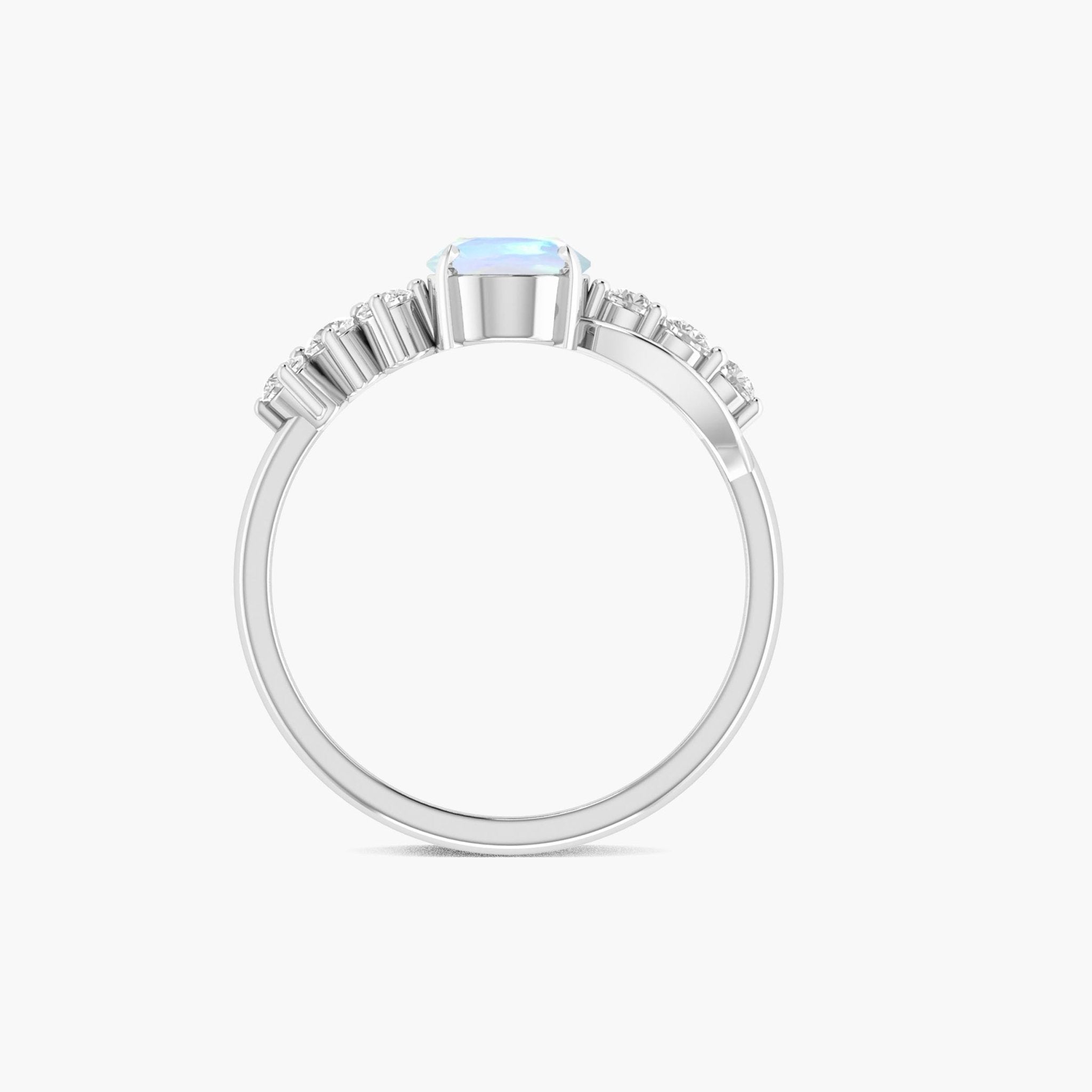 Natural White Opal Solitaire with Accents Ring with Gold Filled & Sterling Silver - Goodstone Jewels