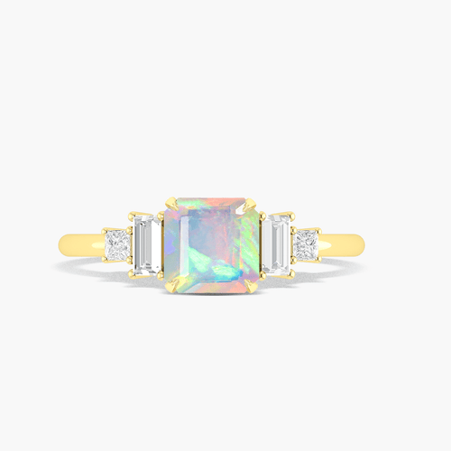 White Opal Three Stone Ring in Gold Filled & Sterling Silver