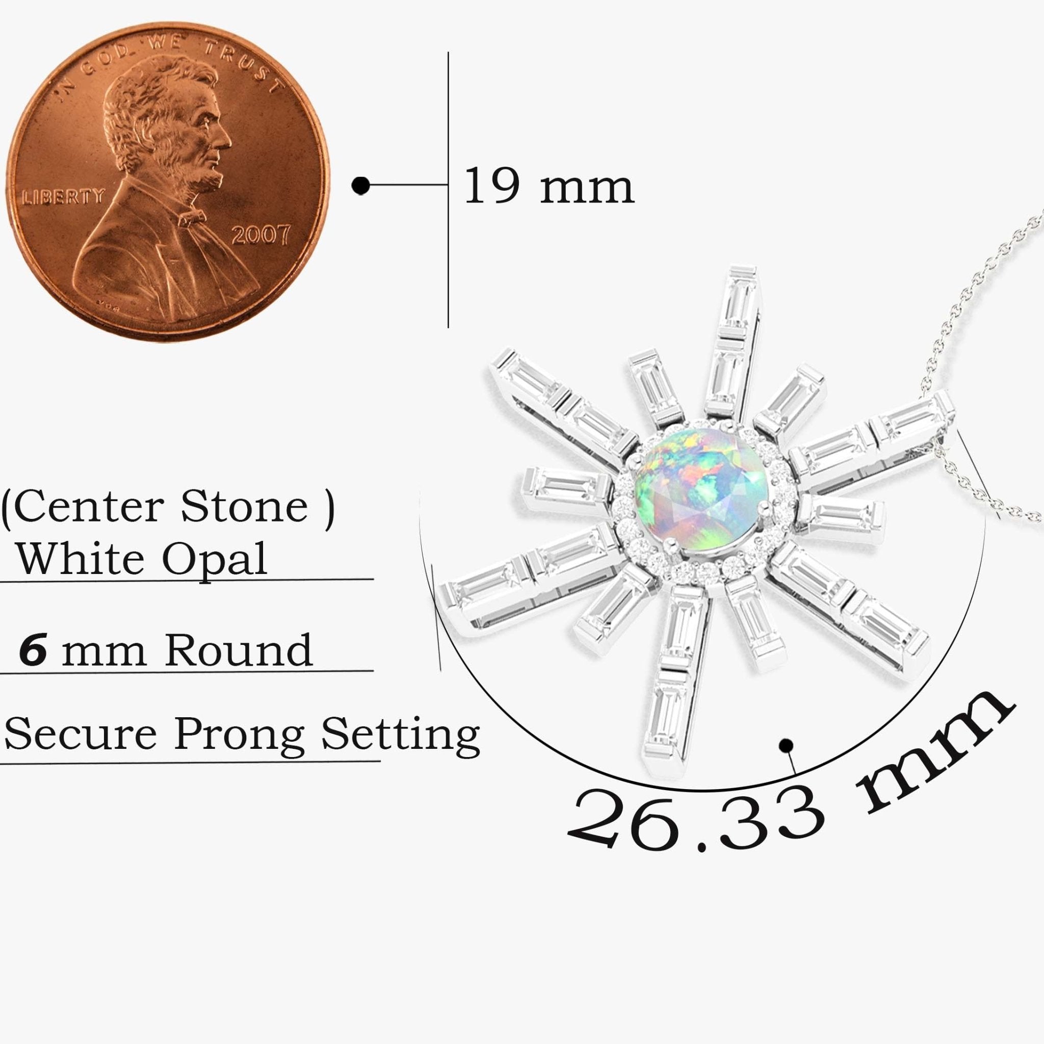 Natural White Opal Sun Charm Pendant Necklace - Goodstone Jewels