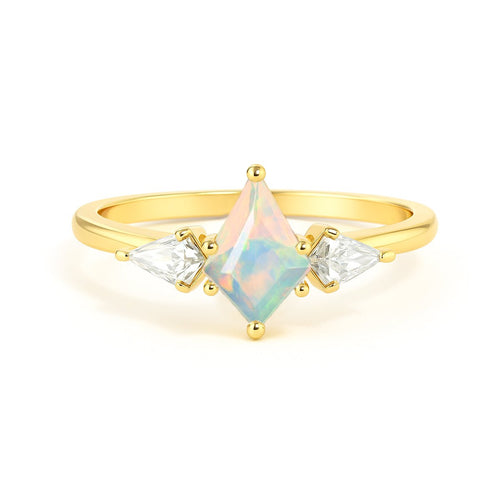 Opal Three Stone Ring - Wedding, Anniversary, Promise