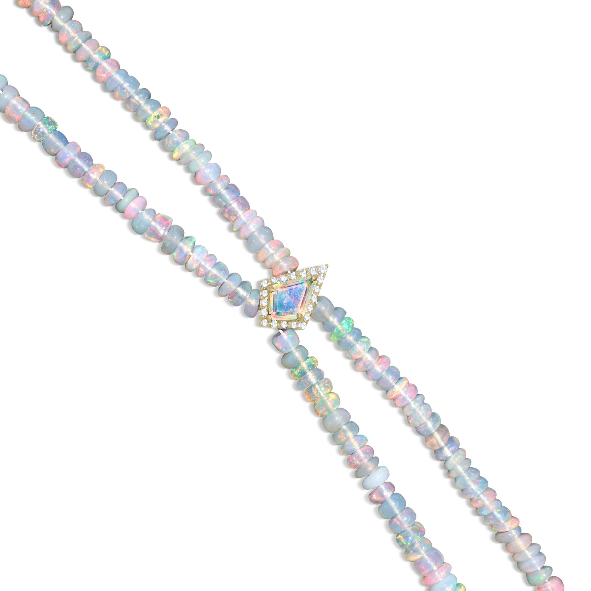 Natural White Opal Two - Strand Kite Charm Beaded Bracelet - Goodstone Jewels