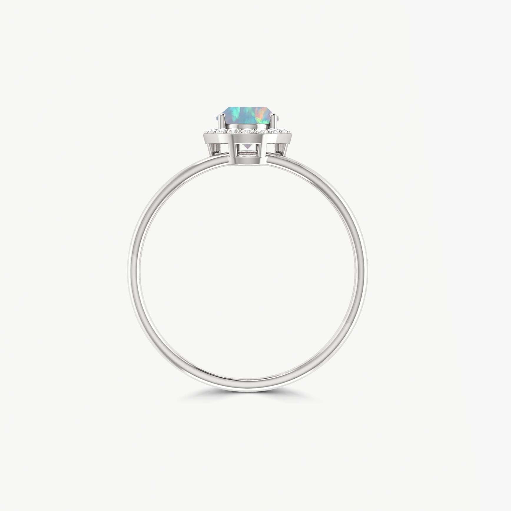 Natural White Opal & White Zircon Stackable Halo Ring - Goodstone Jewels