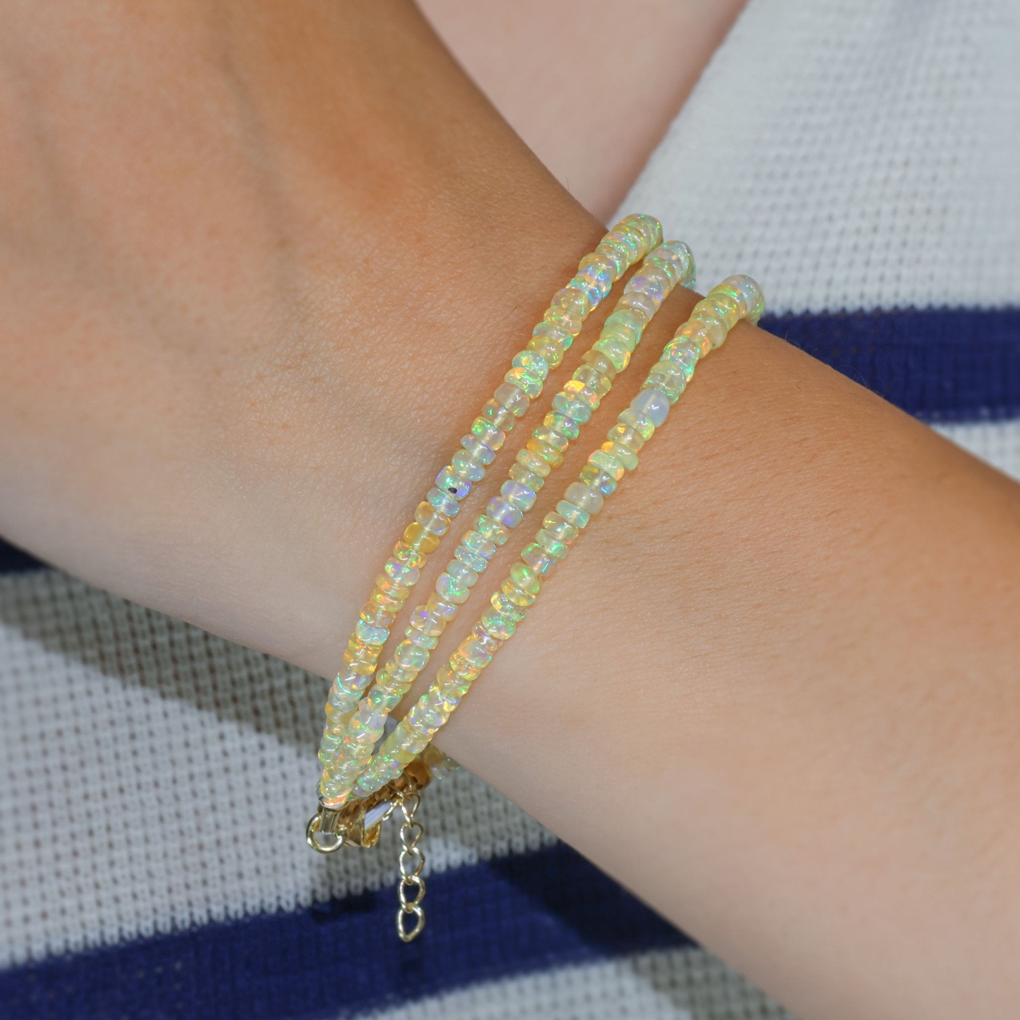 Natural Yellow Opal 3 Strand Plain Beaded Bracelet - Goodstone Jewels