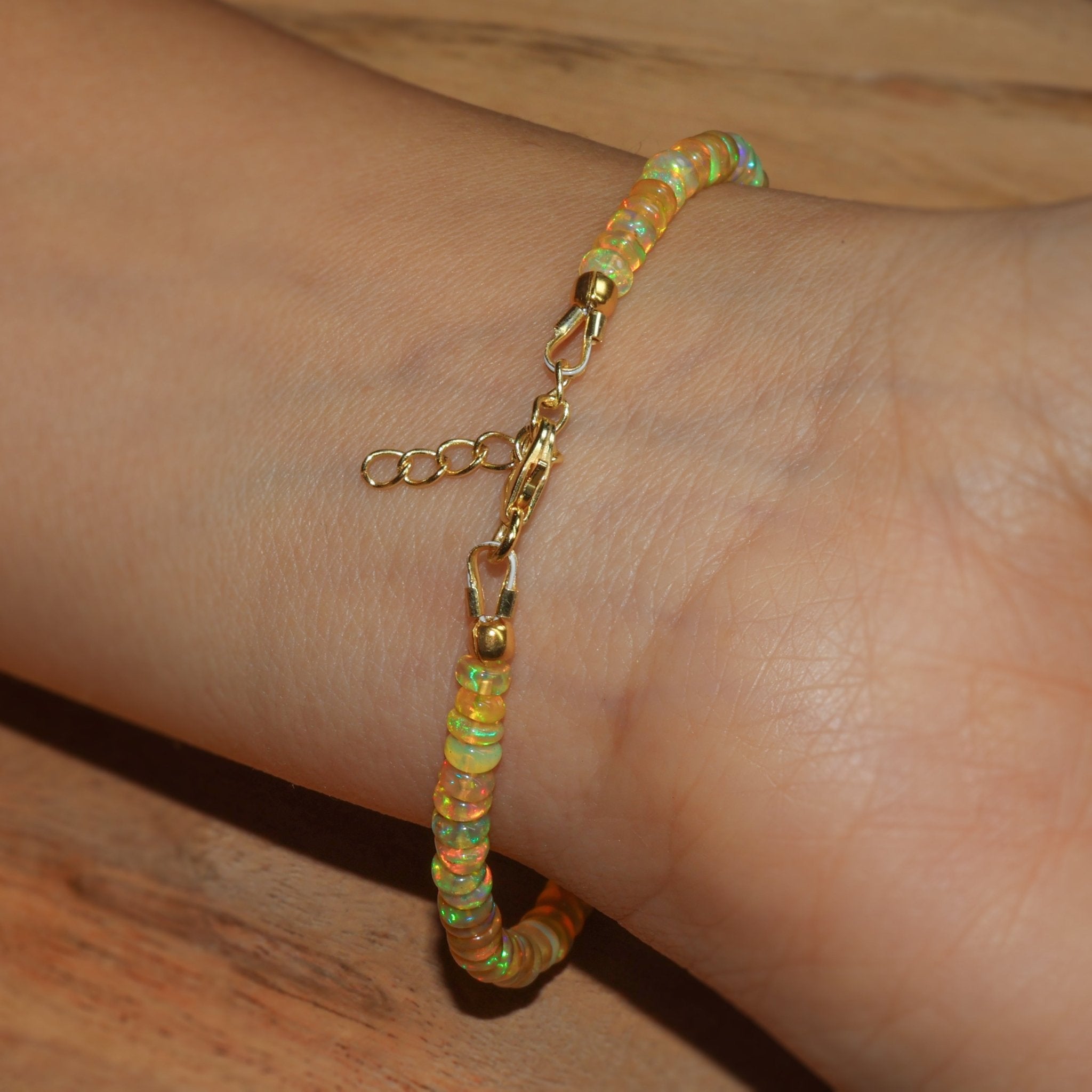 Natural Yellow Opal 4 - 5MM Plain Beaded Handmade Bracelet - Goodstone Jewels