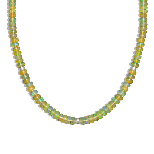 Natural Yellow Opal Plain Beaded Necklace for Women