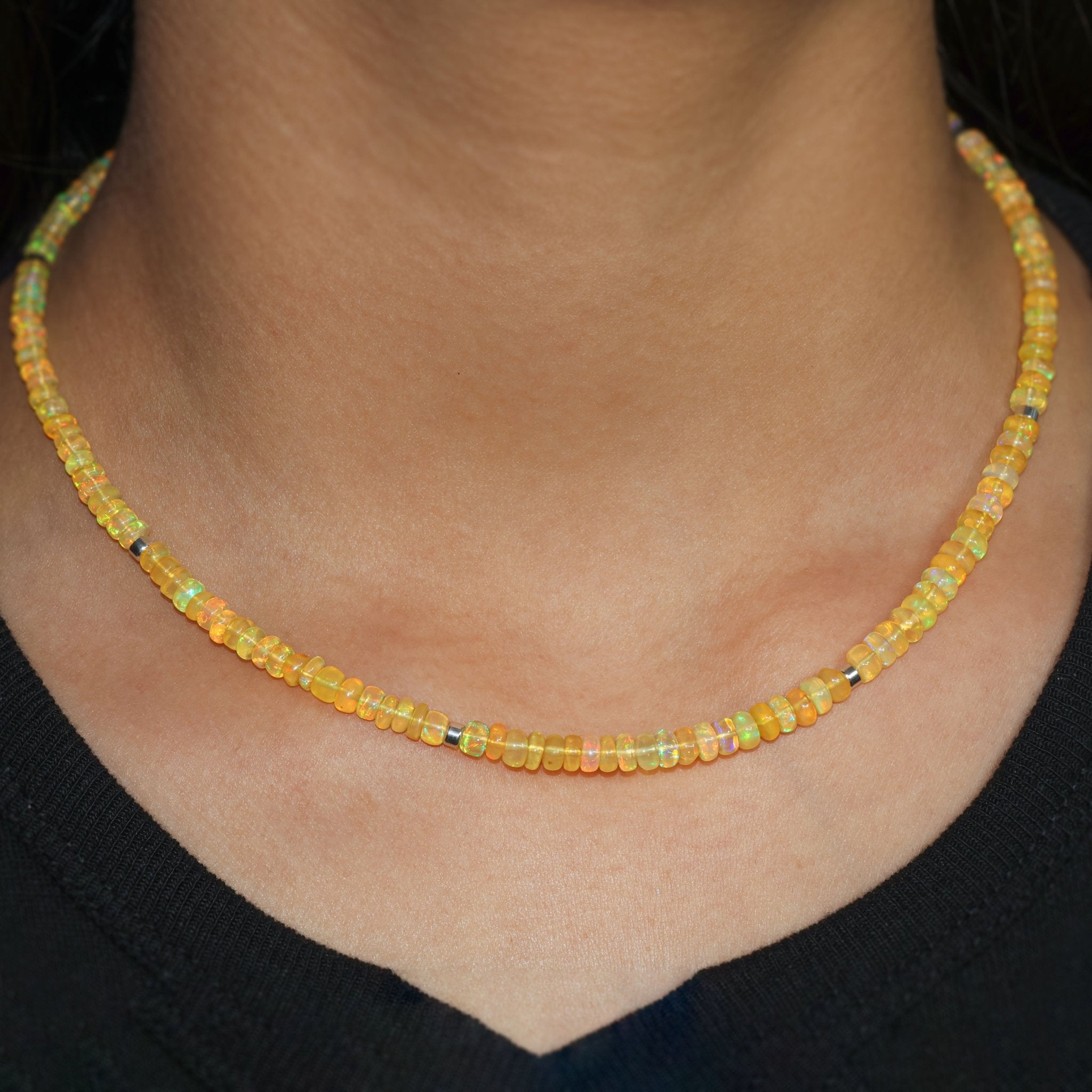 Natural Yellow Opal Plain Beaded Necklace for Women - Goodstone Jewels