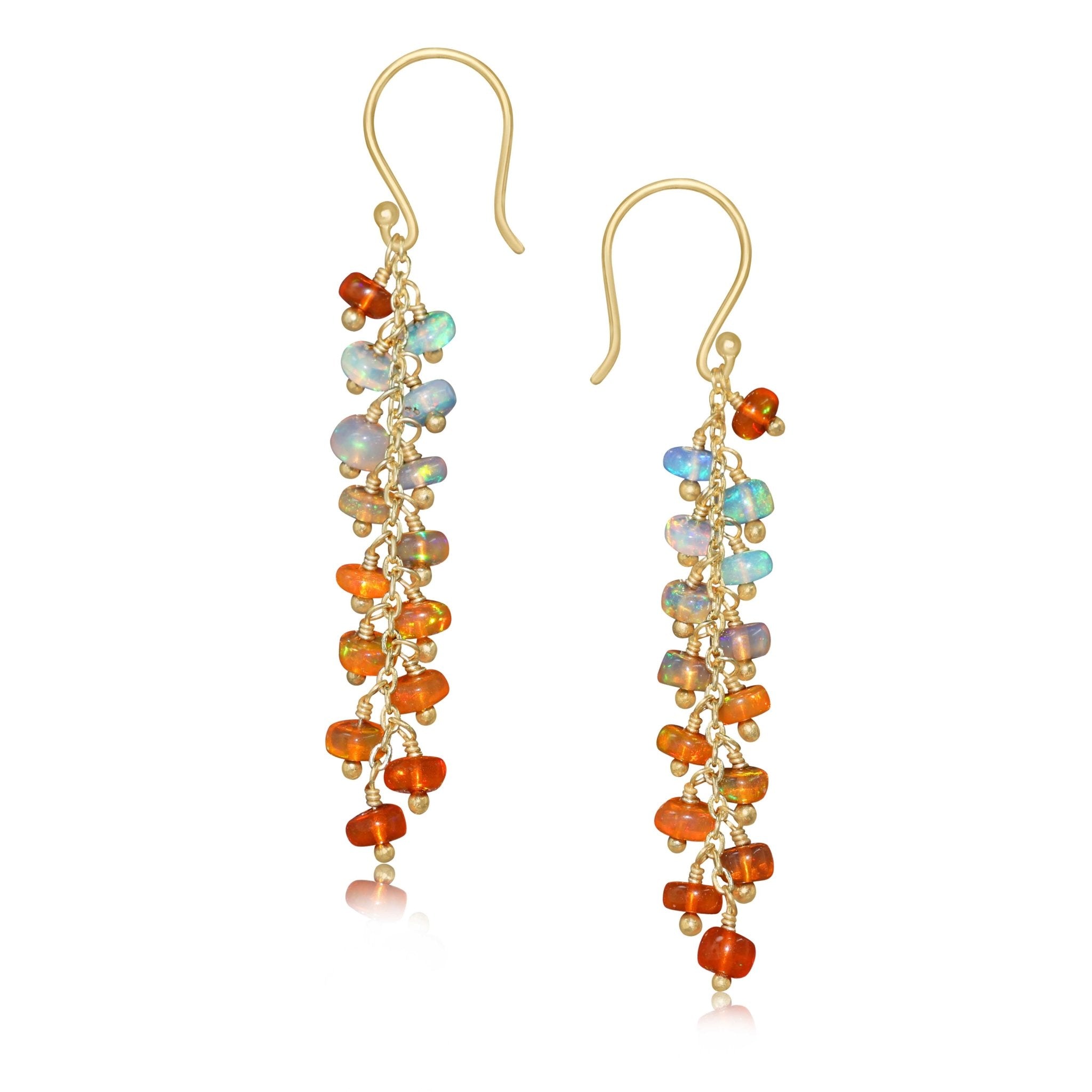 Orange and White Opal Color Beaded Earrings - Goodstone Jewels