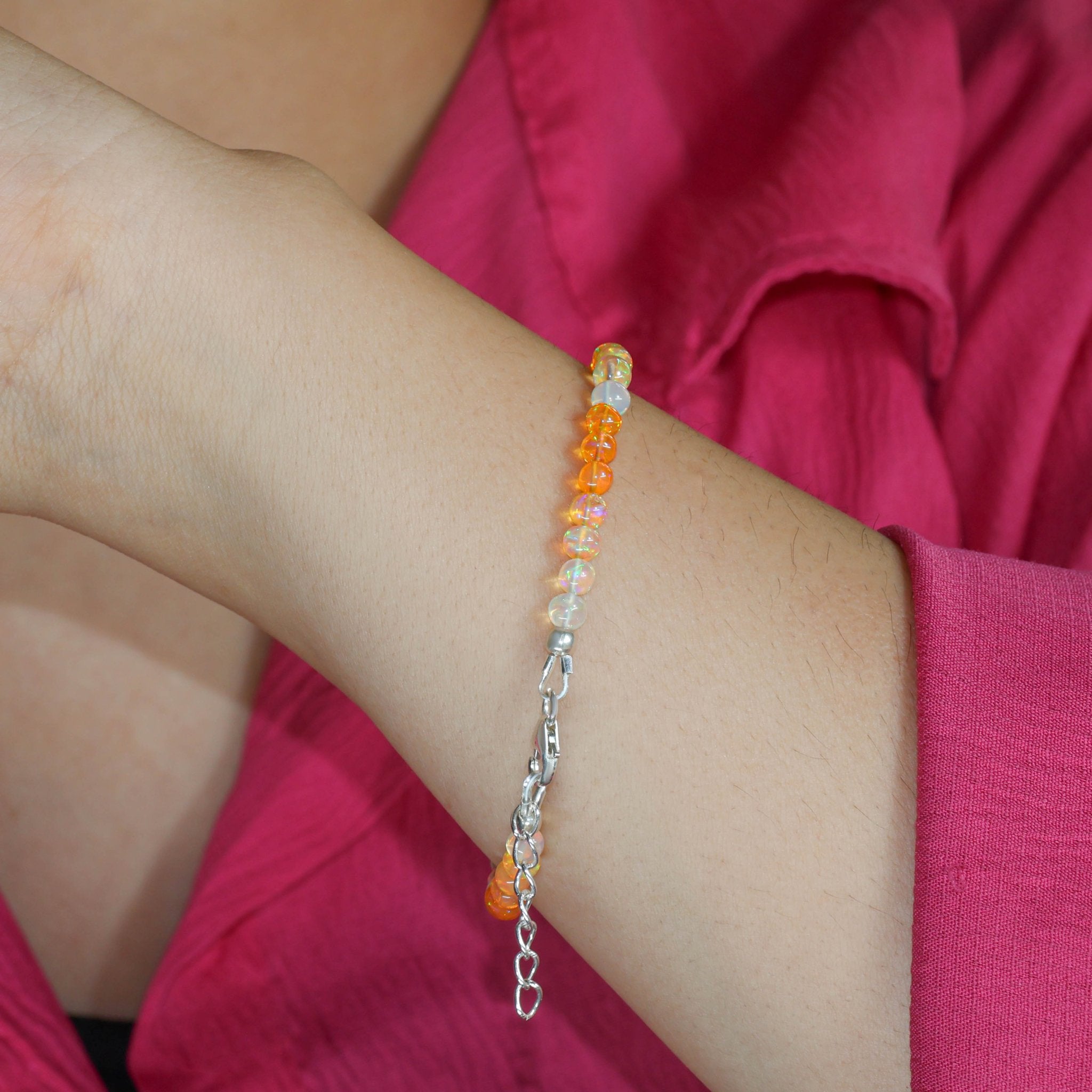 Orange Opal Shaded Round Beads Bracelet for Women - Goodstone Jewels