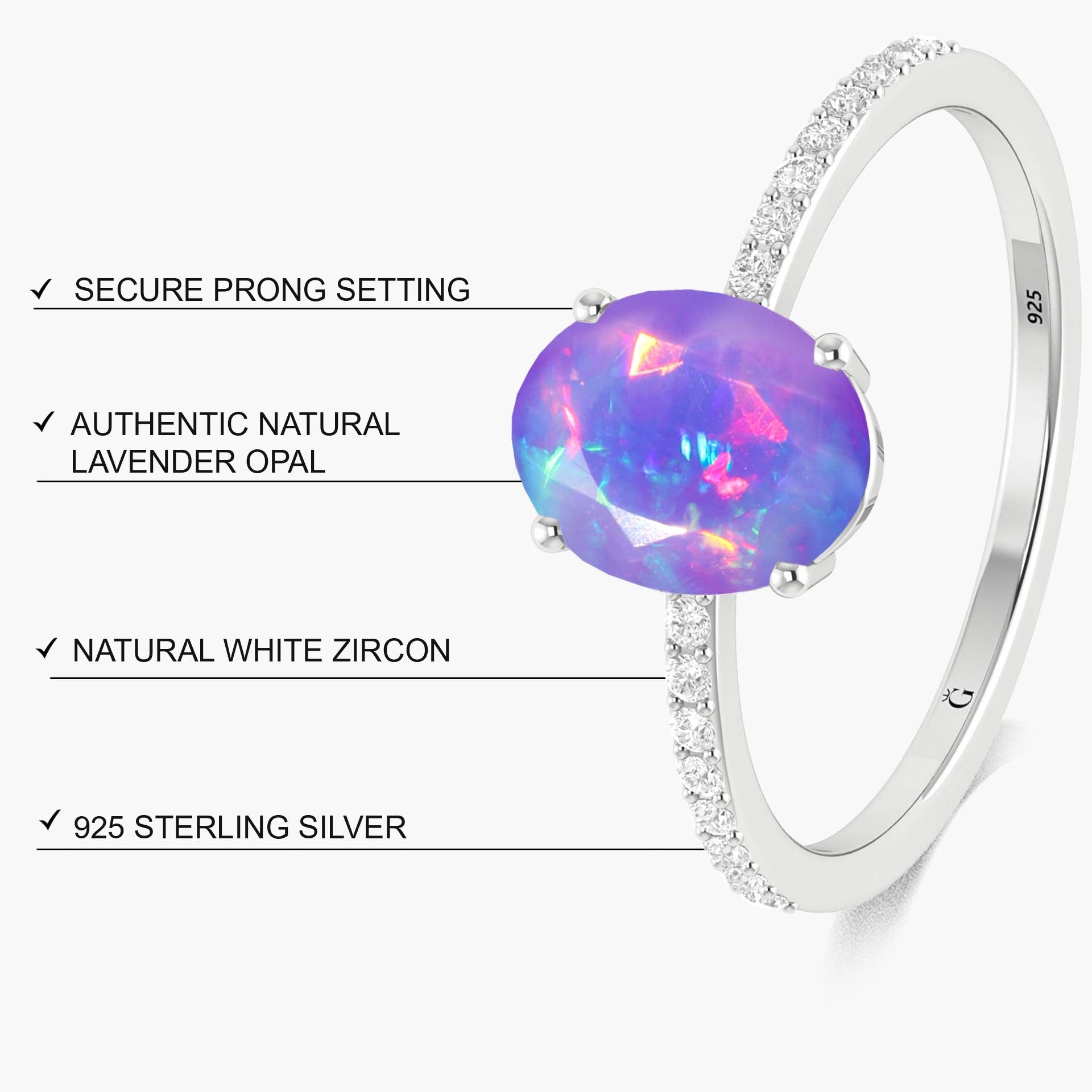 Oval Lavender fire Ethiopian opal wedding ring - Goodstone Jewels