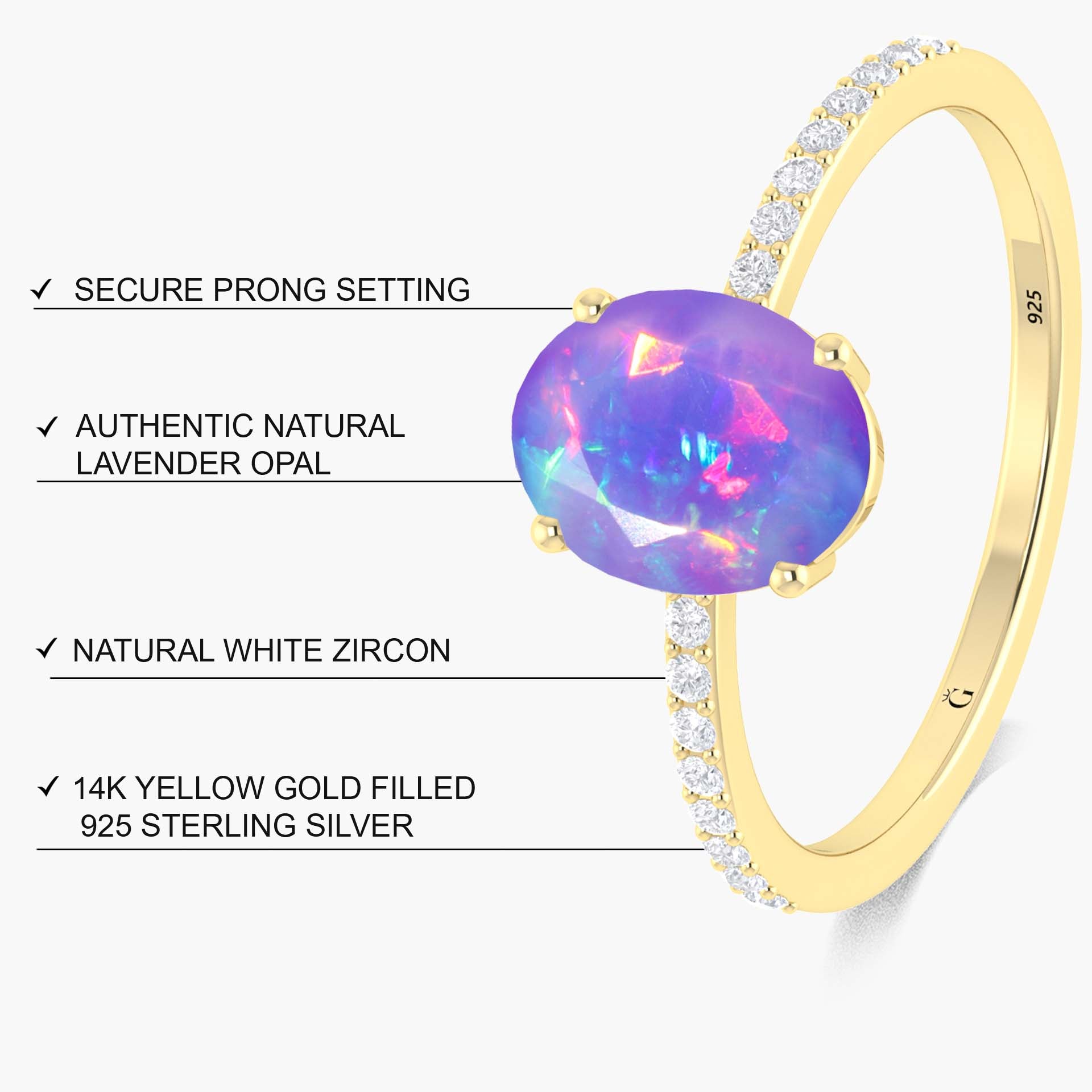 Oval Lavender fire Ethiopian opal wedding ring - Goodstone Jewels