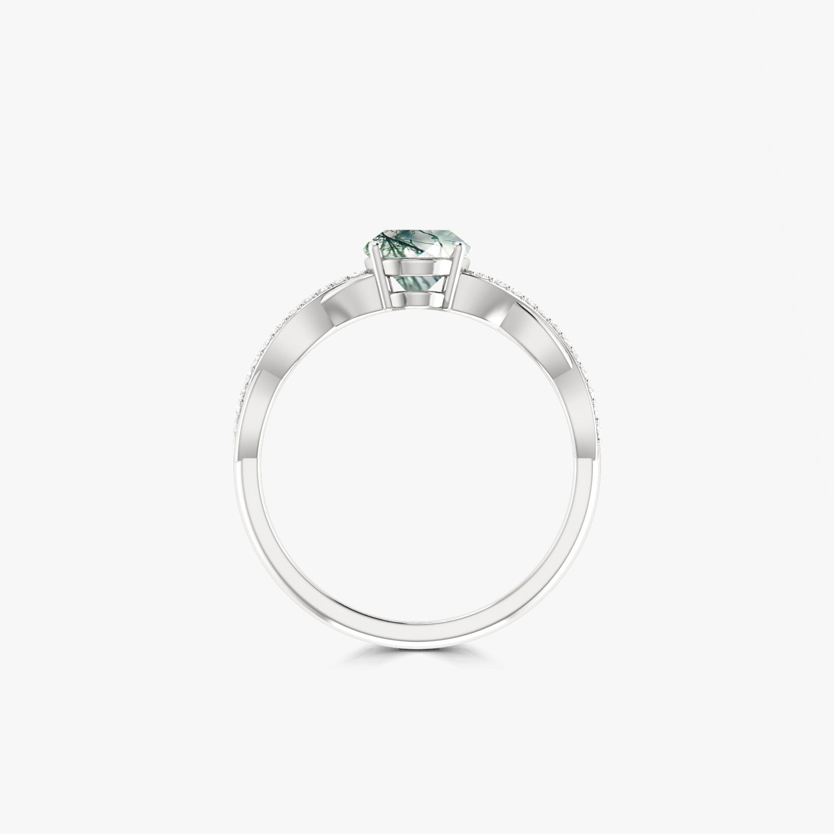 Oval Moss Agate wedding statement ring for women - Goodstone Jewels