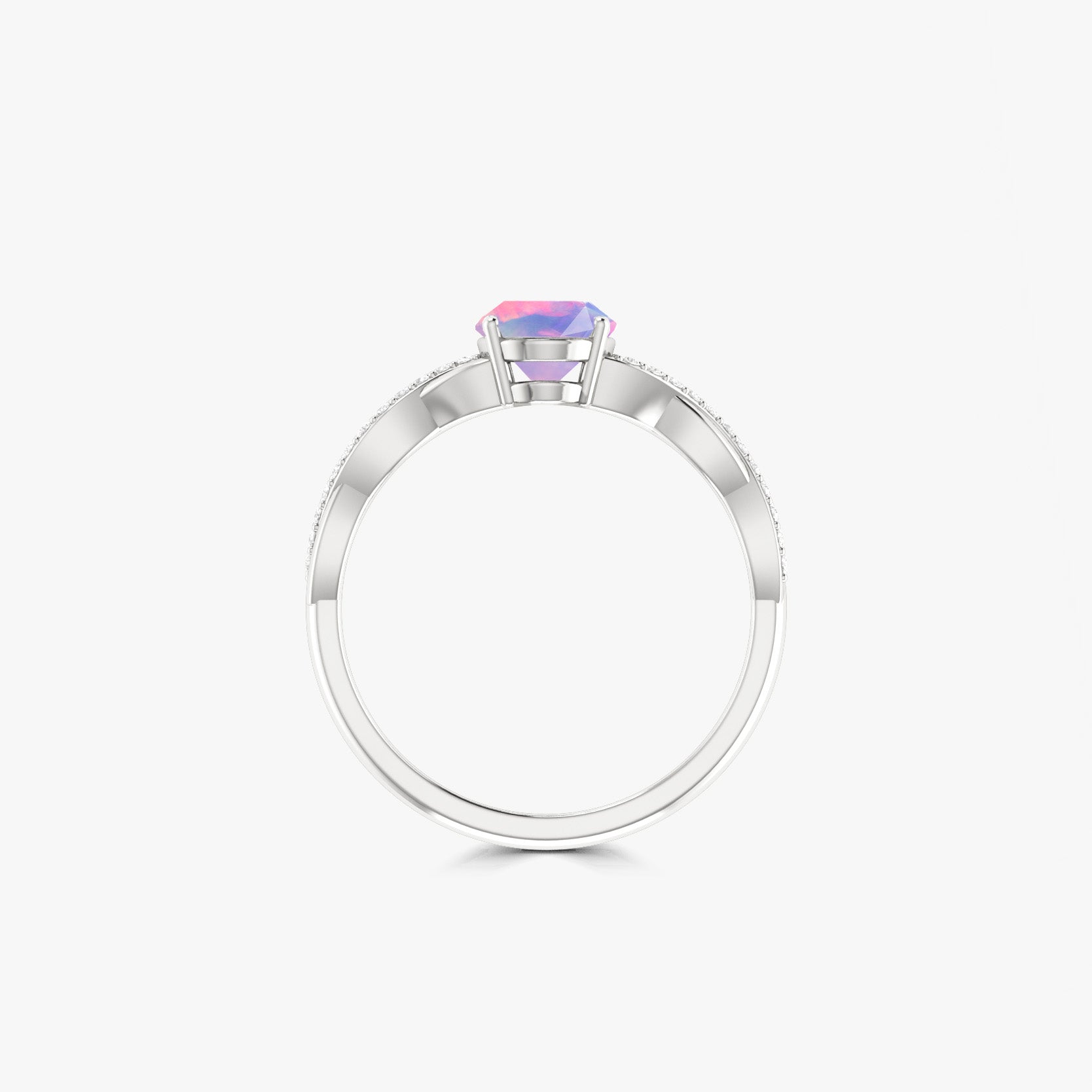 Oval Shape 8X6 MM Natural Lavender Opal Crossover Statement Ring - Goodstone Jewels