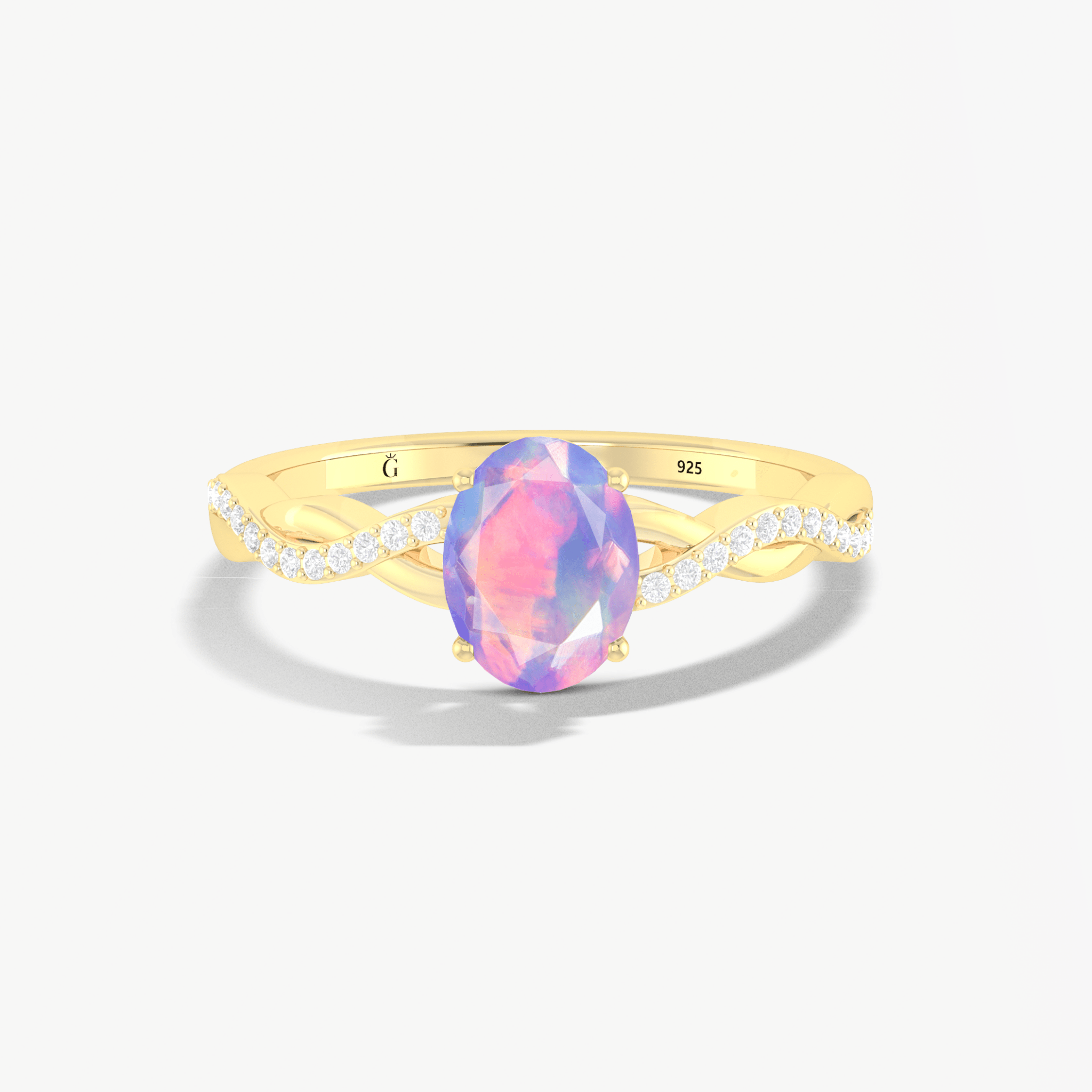 Oval Shape 8X6 MM Natural Lavender Opal Crossover Statement Ring - Goodstone Jewels