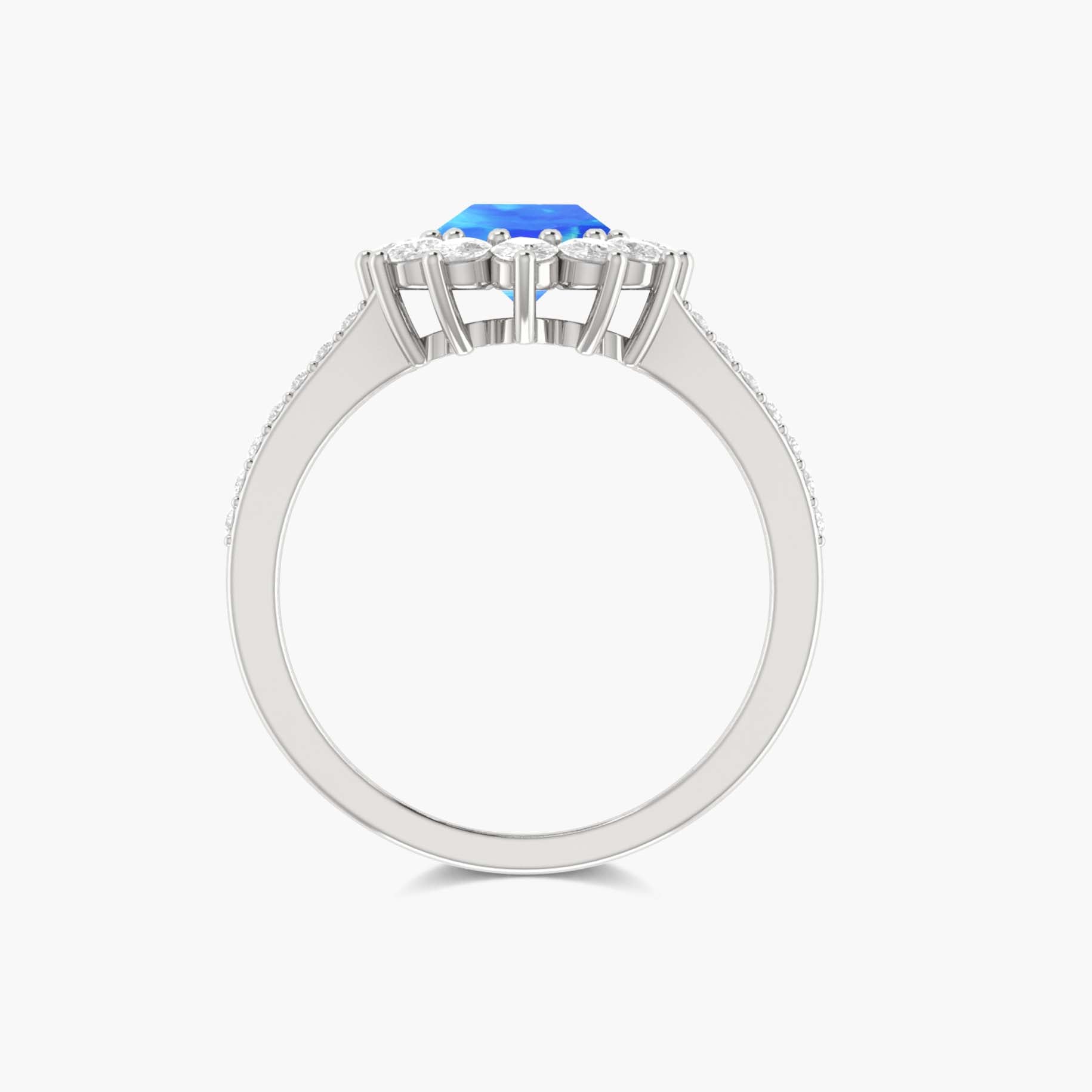 Oval Shape Natural Blue Opal Floral Style Halo Ring - Goodstone Jewels