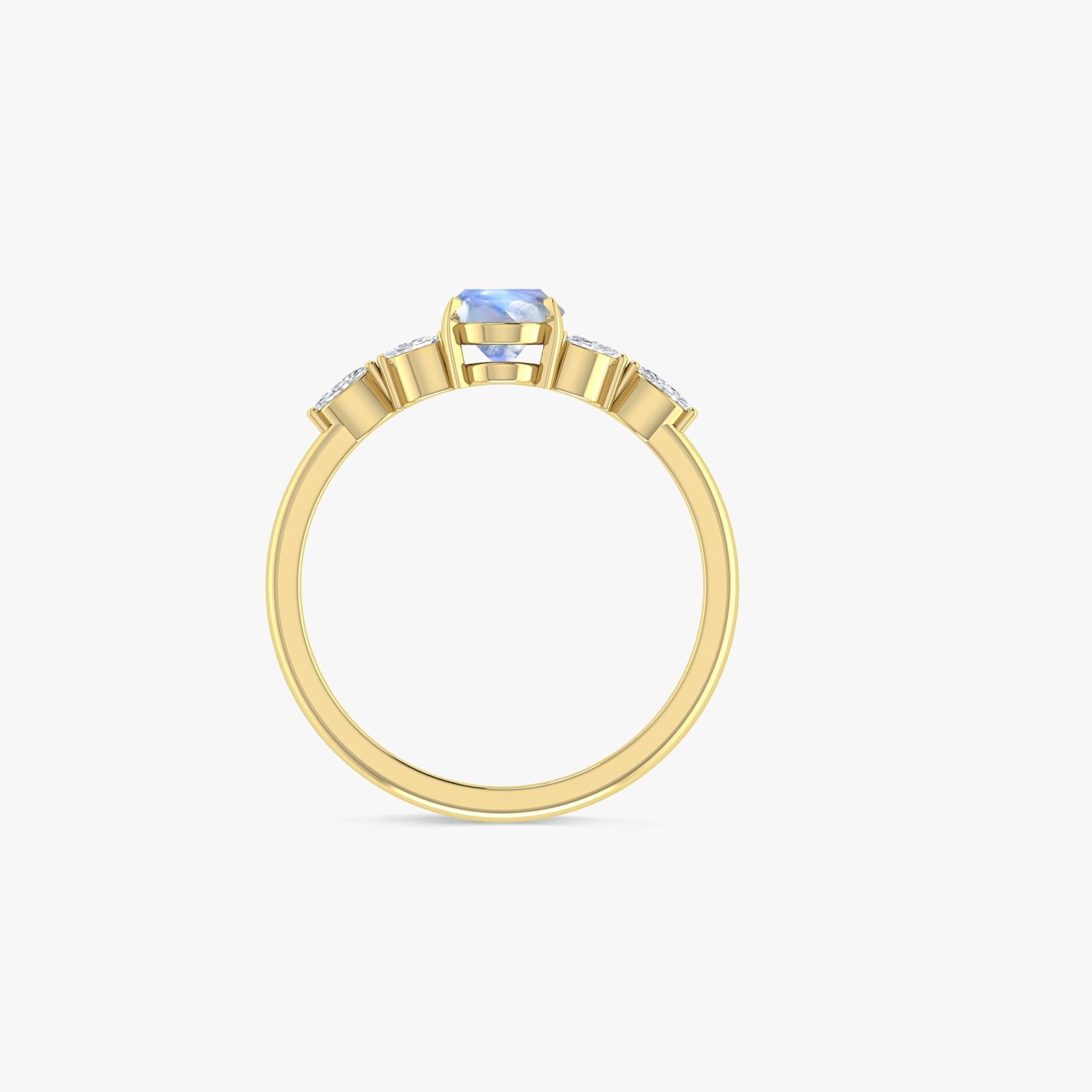 Oval Shape Natural Moonstone Statement Ring in Silver & Yellow Gold Filled - Goodstone Jewels