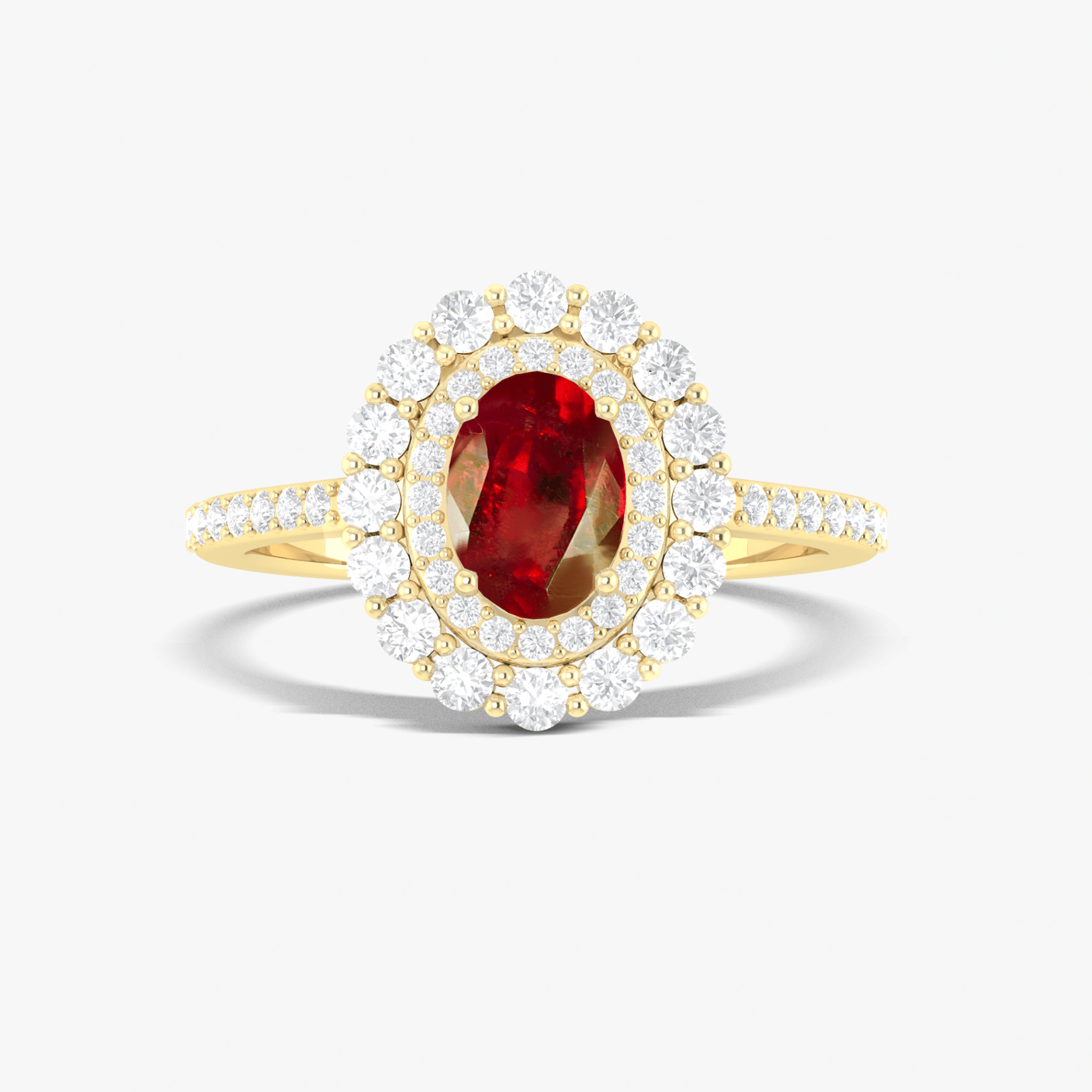 Oval Shape Natural Ruby Double Halo Wedding Ring - Goodstone Jewels
