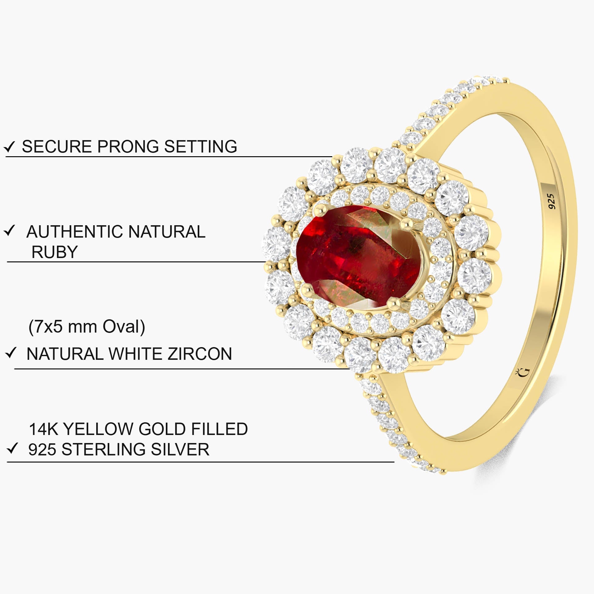 Oval Shape Natural Ruby Double Halo Wedding Ring - Goodstone Jewels