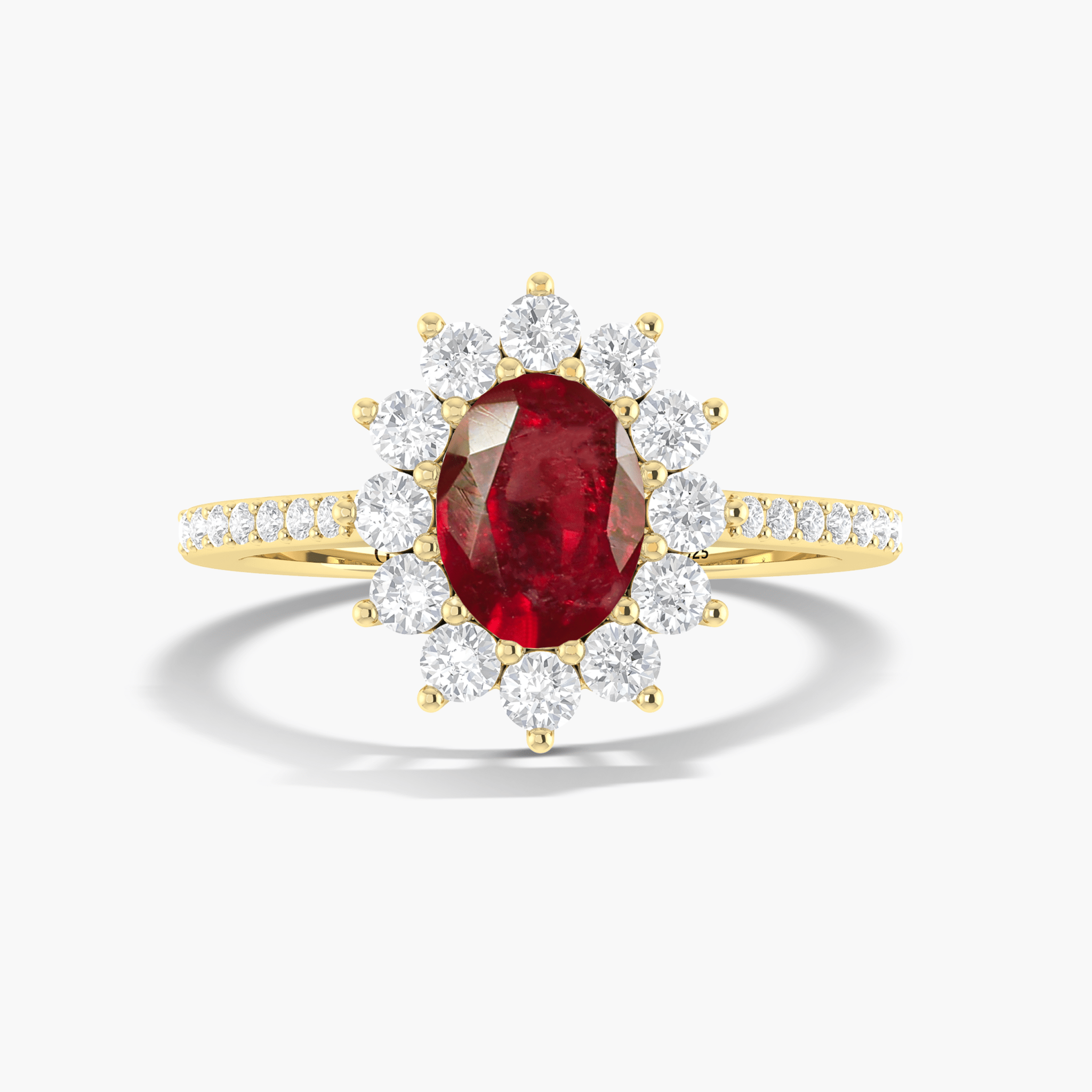 Oval Shape Natural Ruby Floral Style Halo Ring - Goodstone Jewels