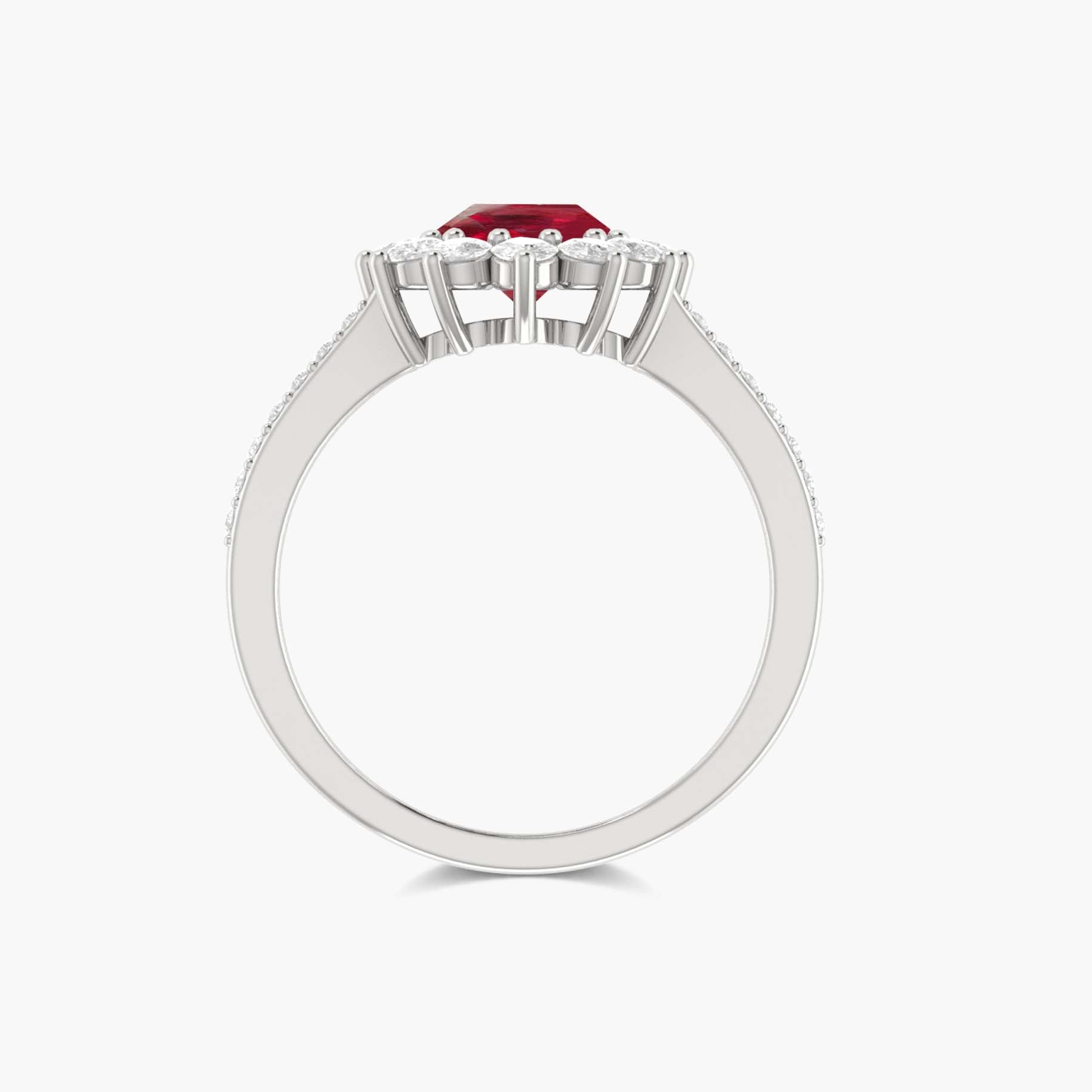 Oval Shape Natural Ruby Floral Style Halo Ring - Goodstone Jewels