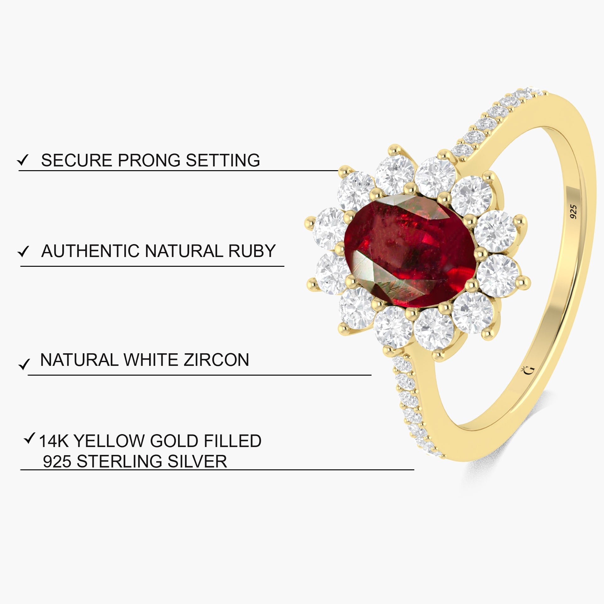 Oval Shape Natural Ruby Floral Style Halo Ring - Goodstone Jewels