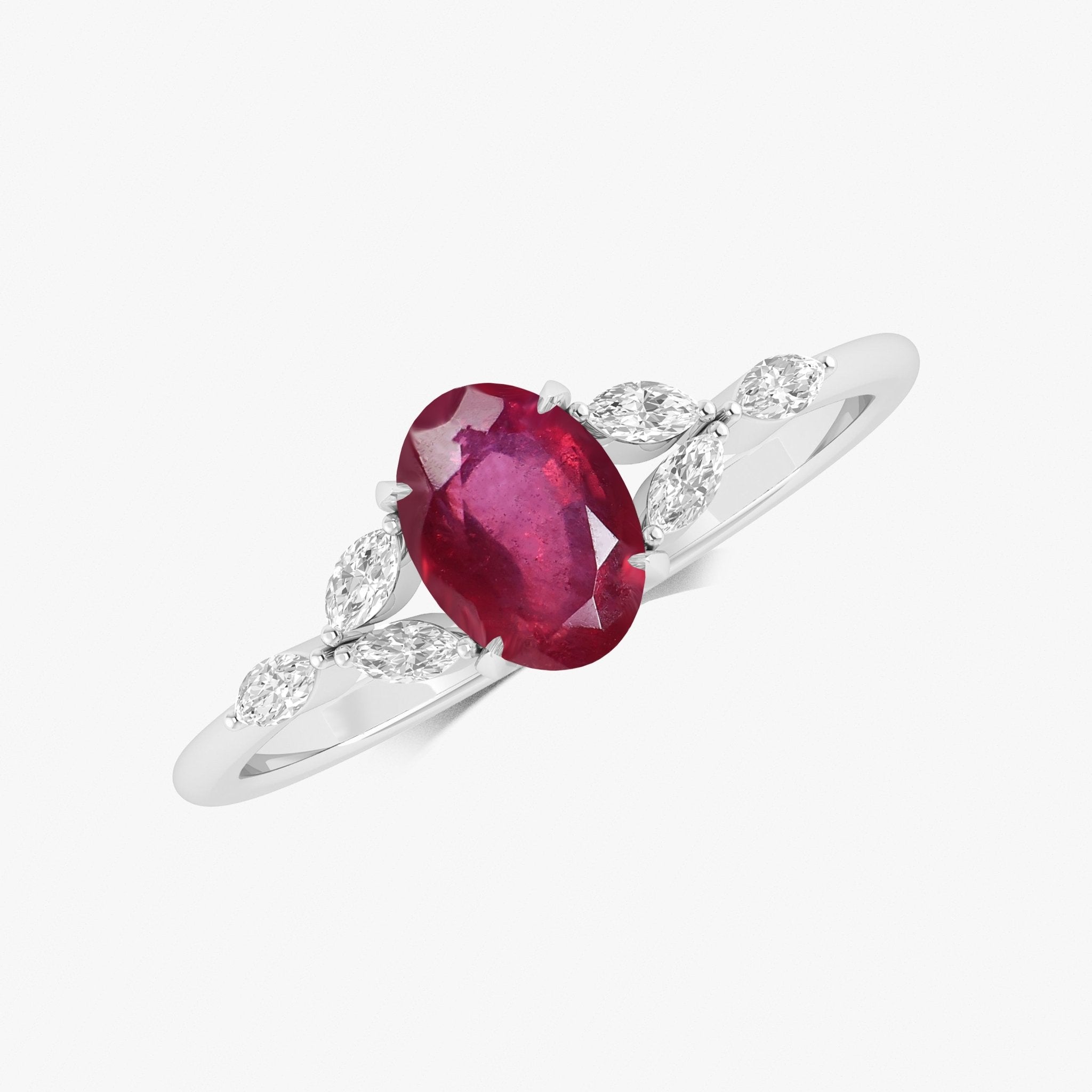 Oval Shape Natural Ruby Statement Ring in Silver & Yellow Gold Filled - Goodstone Jewels