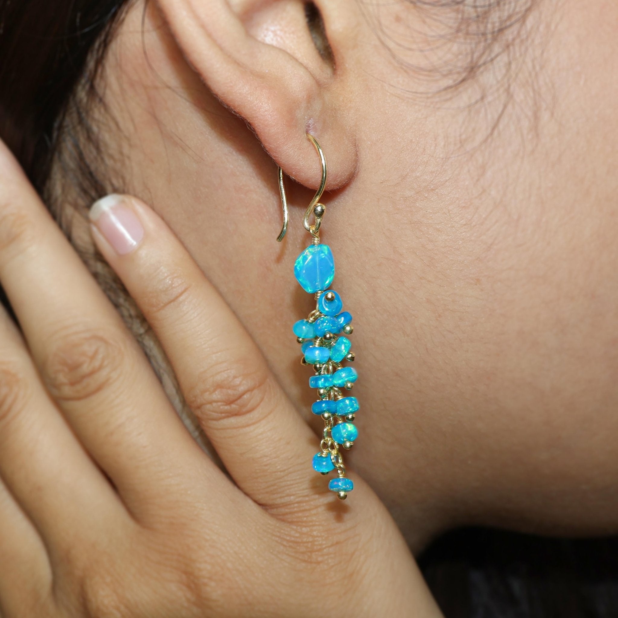 Paraiba Opal Handmade Drop and Dangle Earring - Goodstone Jewels