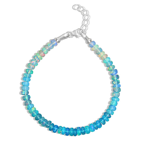 Paraiba Opal Plain Shaded Beaded Bracelet Natural Birthstone