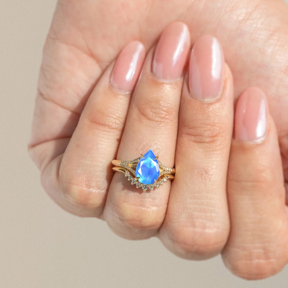 Pear Shape 1.2 Carat Natural Blue Opal Statement Ring - Goodstone Jewels