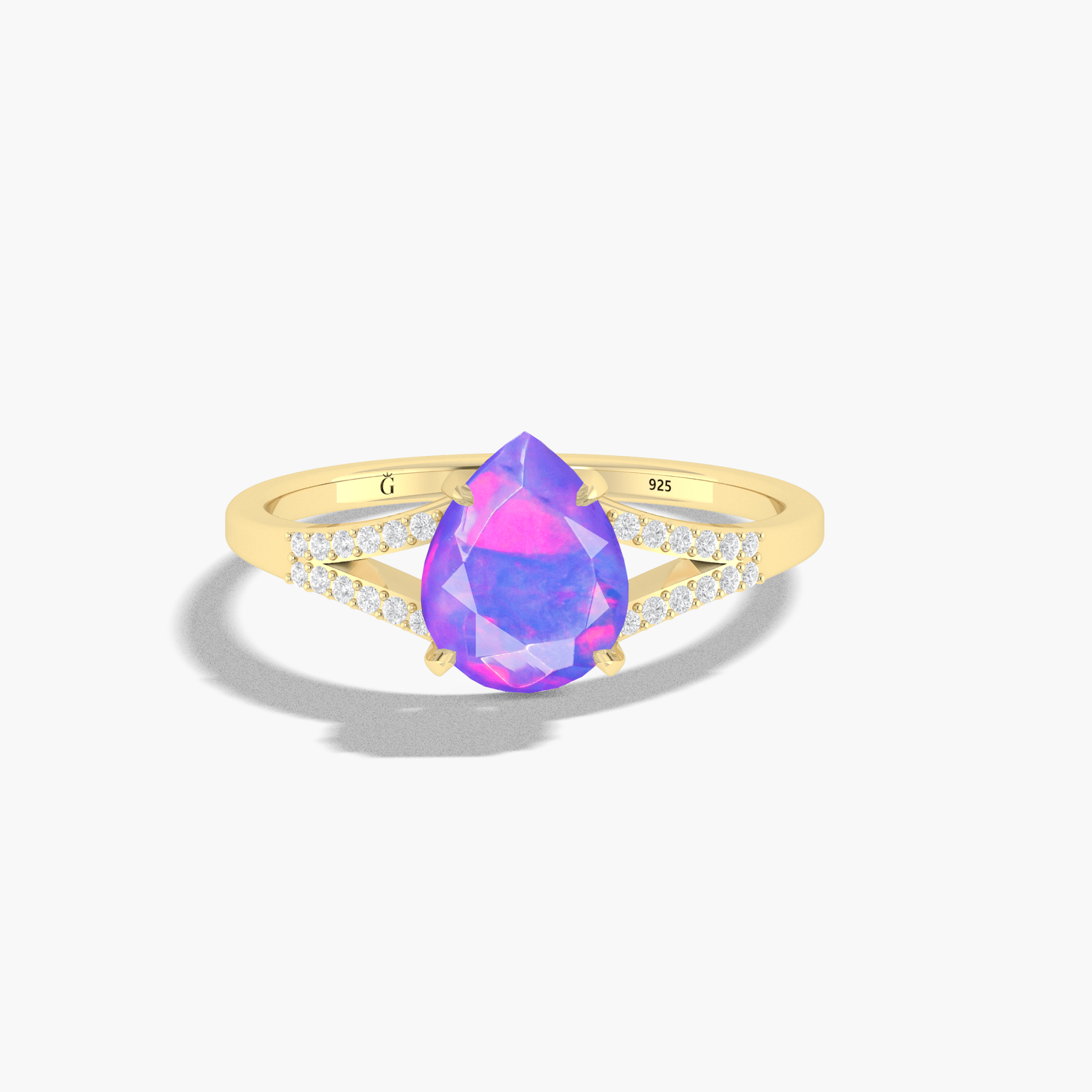 Pear Shape 1.2 Carat Natural Lavender Opal Statement Ring - Goodstone Jewels