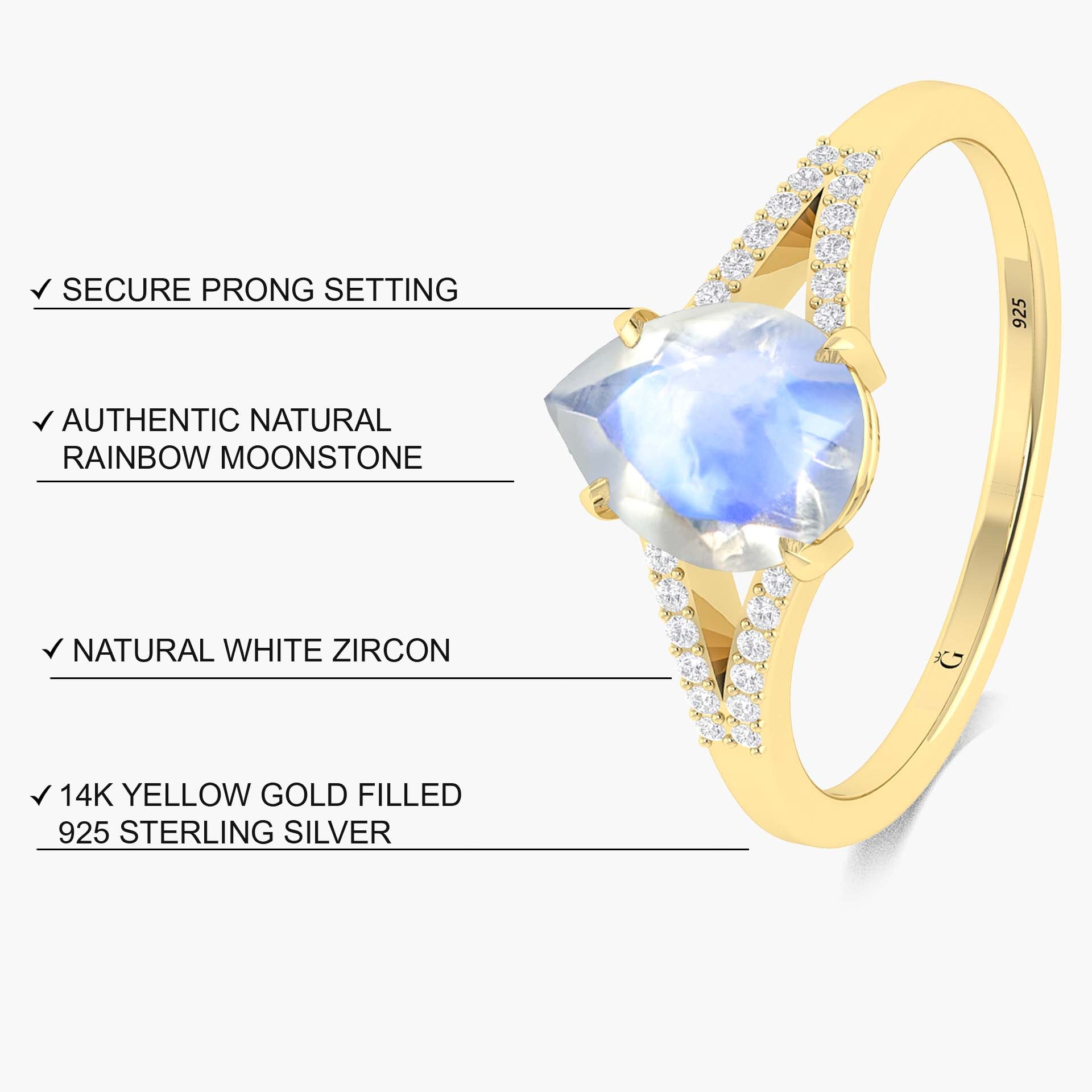 Pear Shape 1.2 Carat Natural Moonstone Statement Ring - Goodstone Jewels