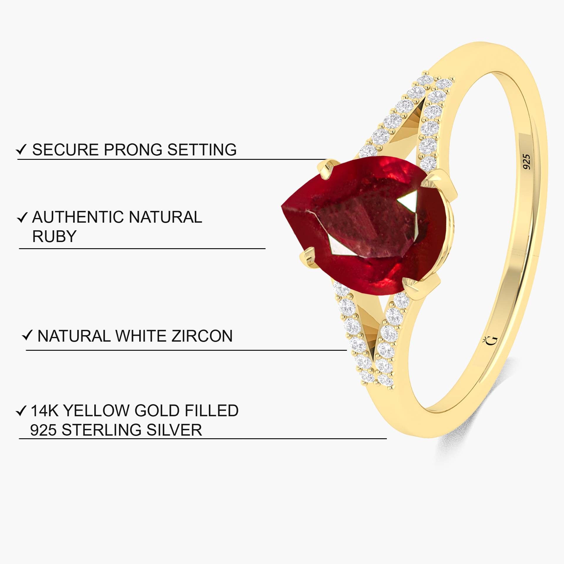 Pear Shape 1.2 Carat Natural Ruby Statement Ring - Goodstone Jewels