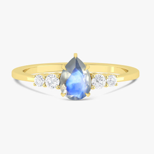 Natural Moonstone Solitaire Ring with Pear Cut Design