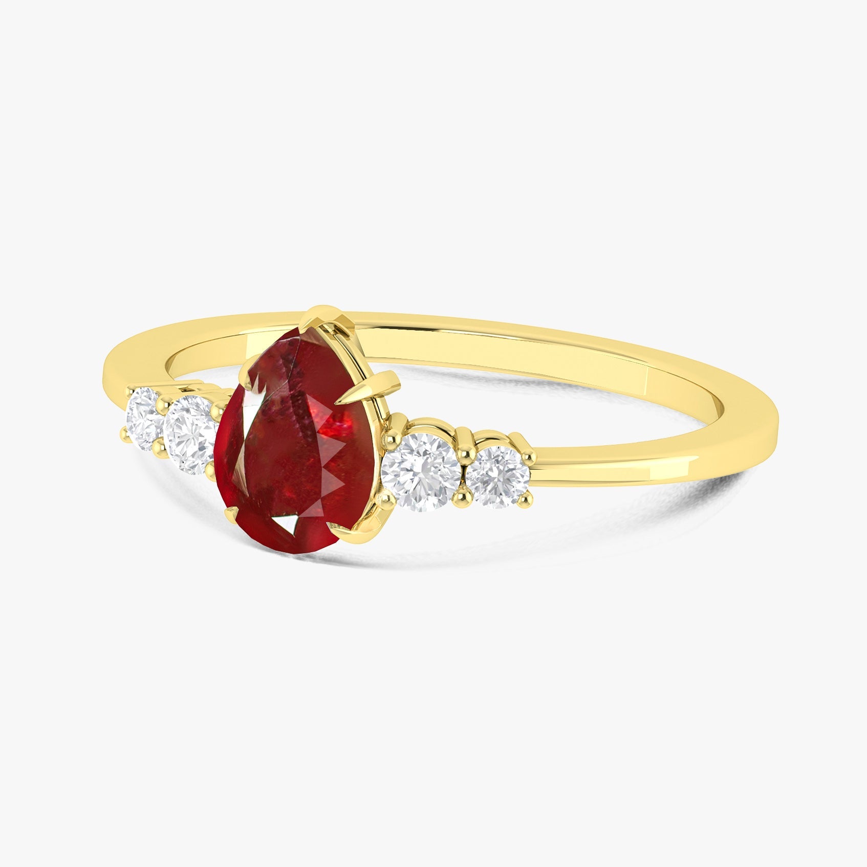 Pear Shape 7X5MM Natural Ruby Statement Ring - Goodstone Jewels