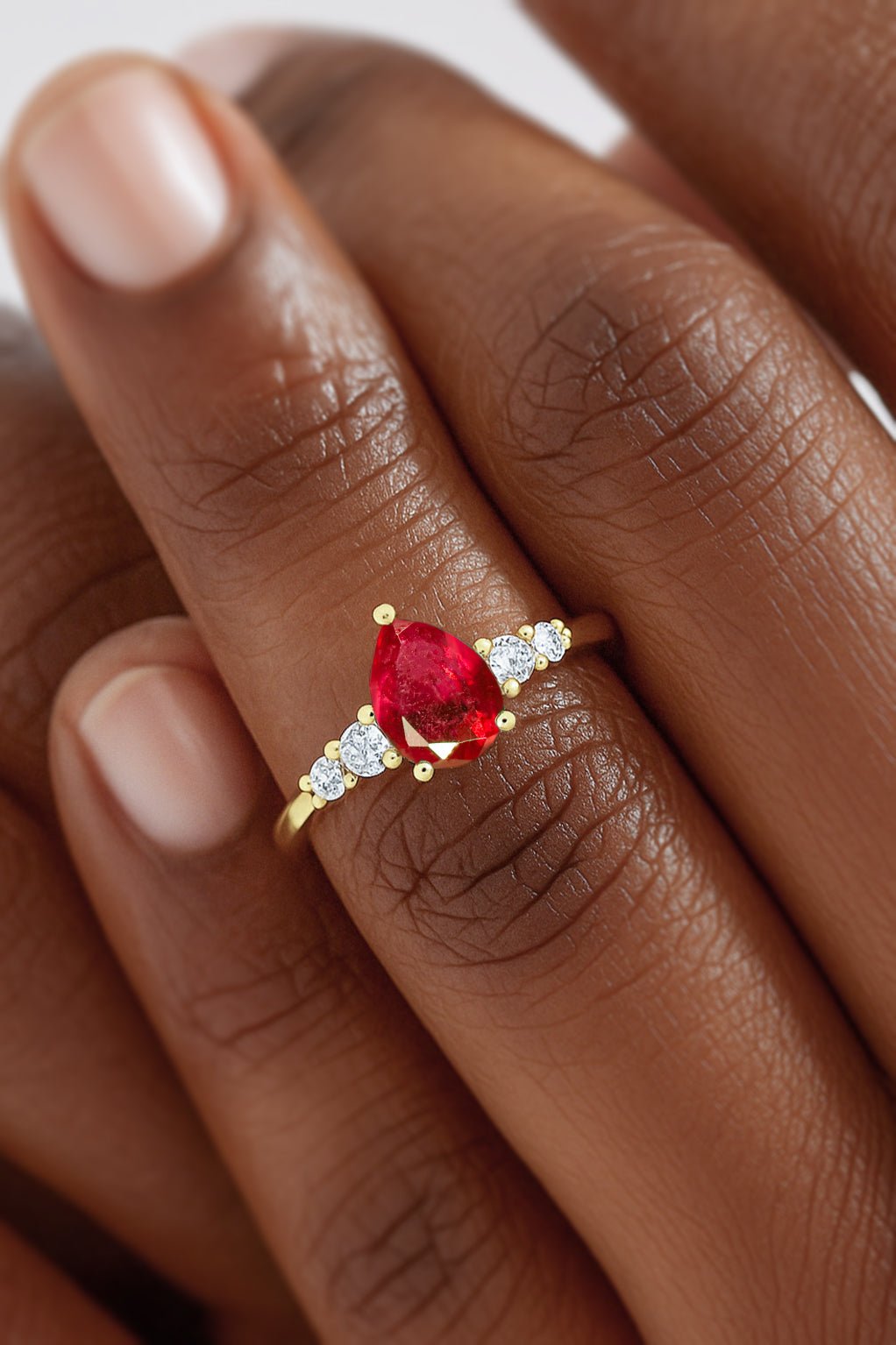 Pear Shape 7X5MM Natural Ruby Statement Ring - Goodstone Jewels