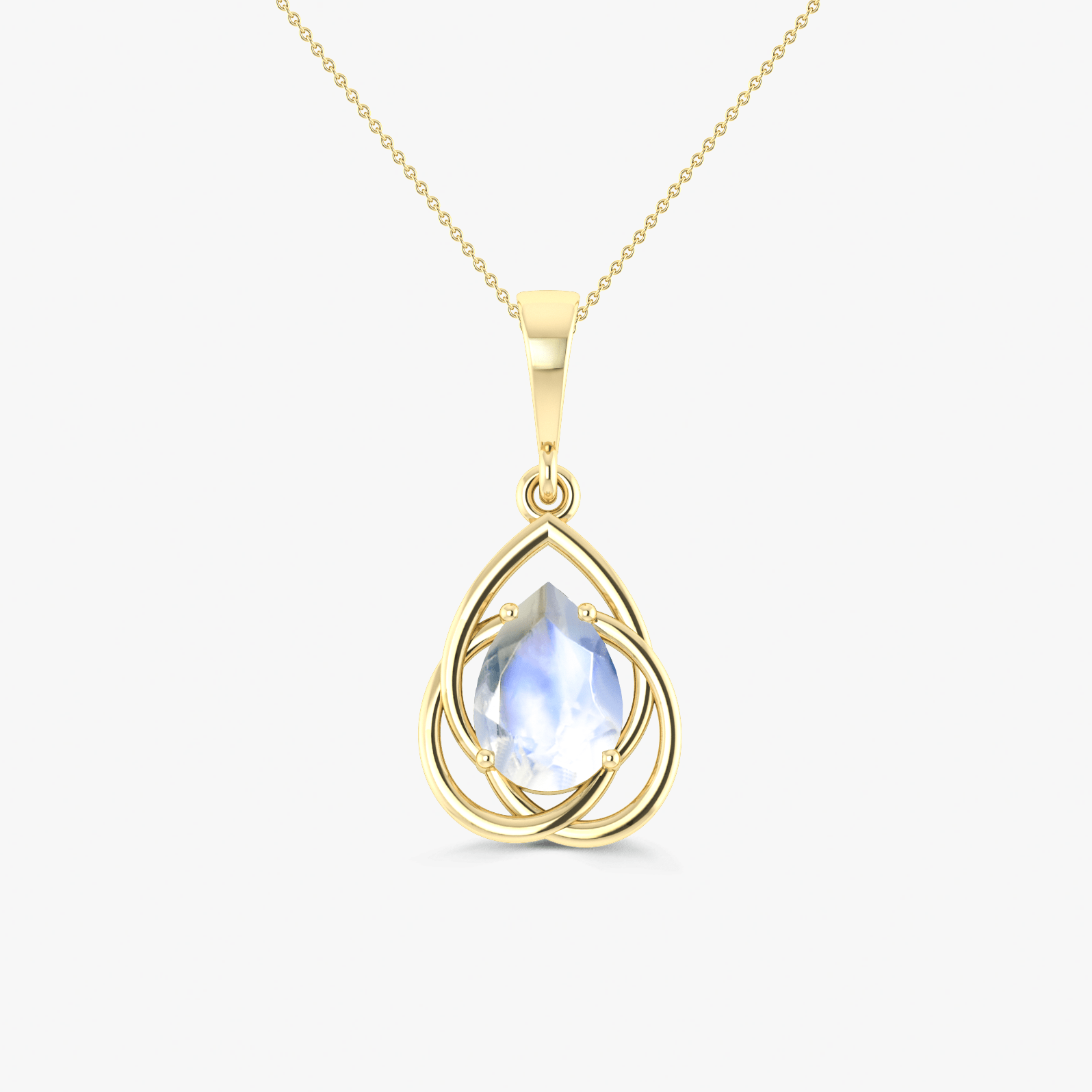 Pear Shape Moonstone Solitaire Pendant Chain Necklace - Goodstone Jewels