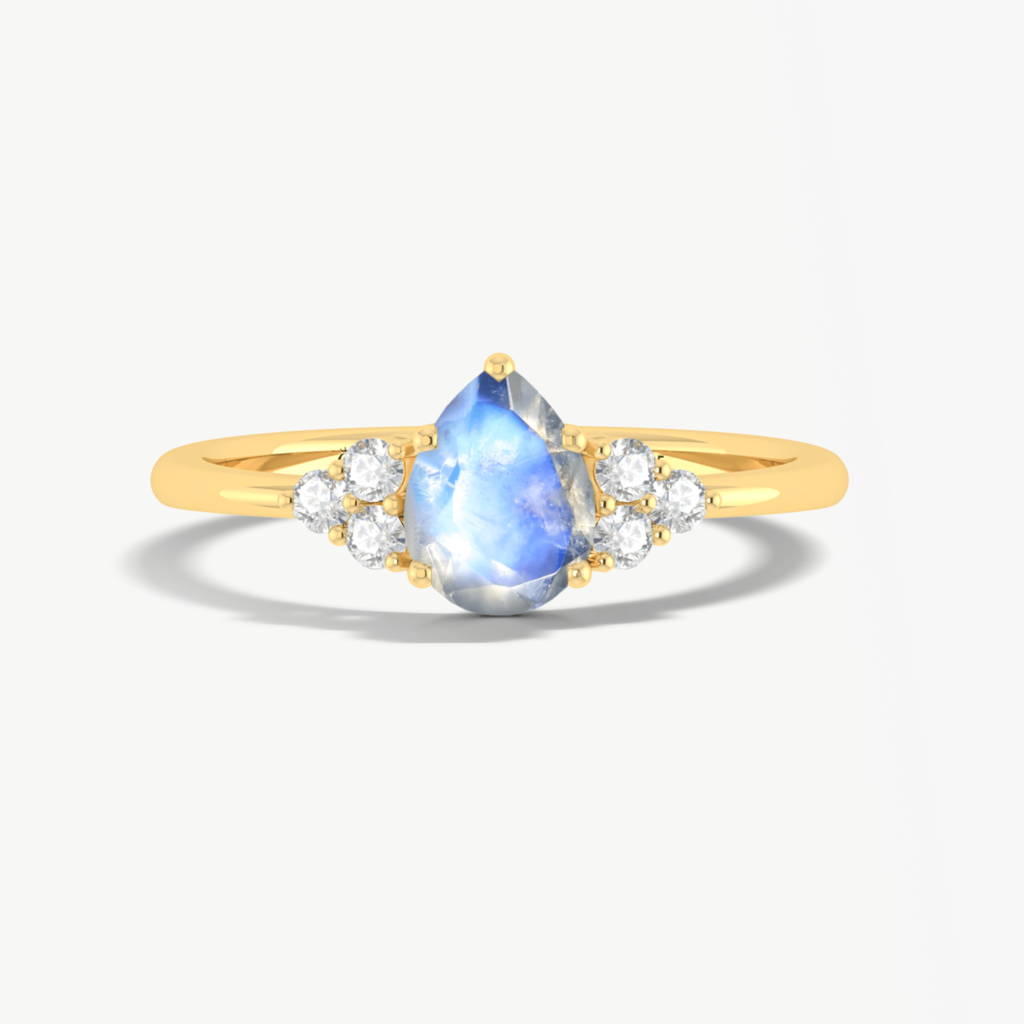 Pear Shape Moonstone with a beautiful small zircon ring - Goodstone Jewels