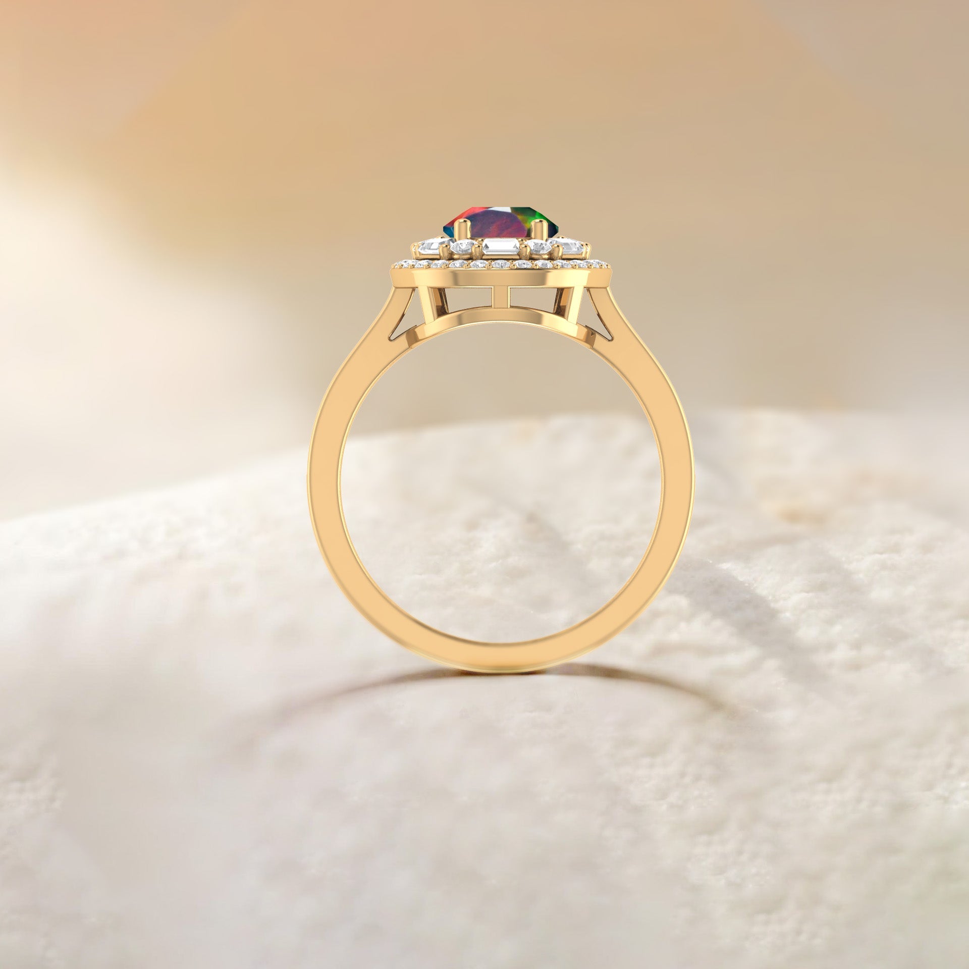 Pear Shape Natural Black Opal Statement Halo Ring - Goodstone Jewels