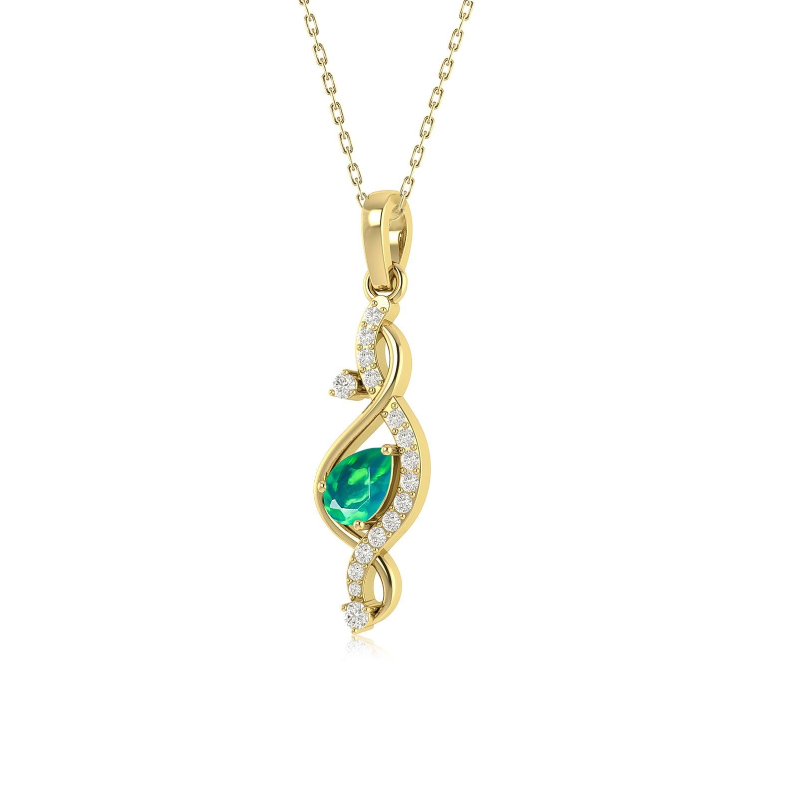 Pear Shape Natural Green Opal Designer Pendant Necklace - Goodstone Jewels