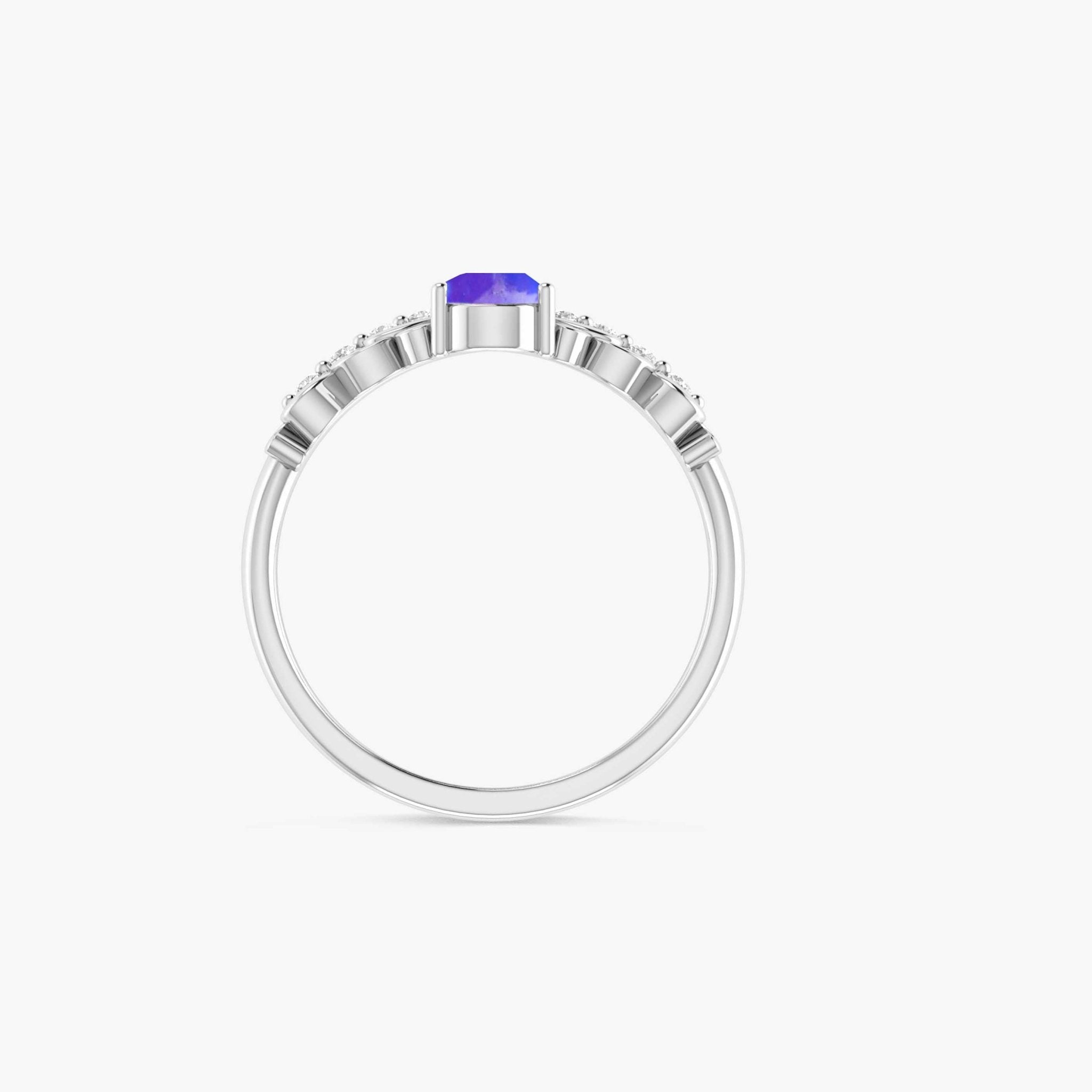 Pear Shape Natural Lavender Opal Crown Style Wishbone Ring - Goodstone Jewels
