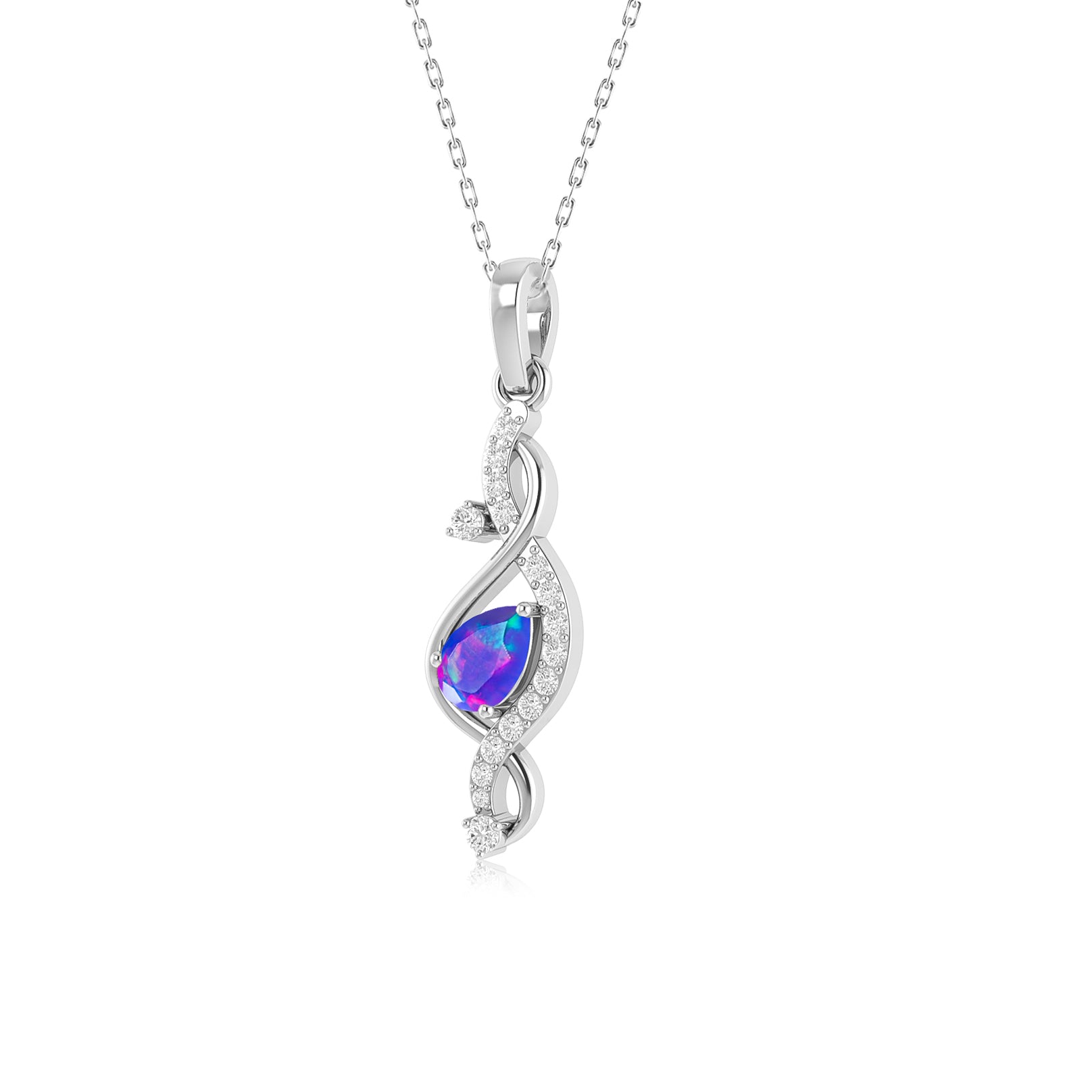 Pear Shape Natural Lavender Opal Designer Pendant Necklace - Goodstone Jewels
