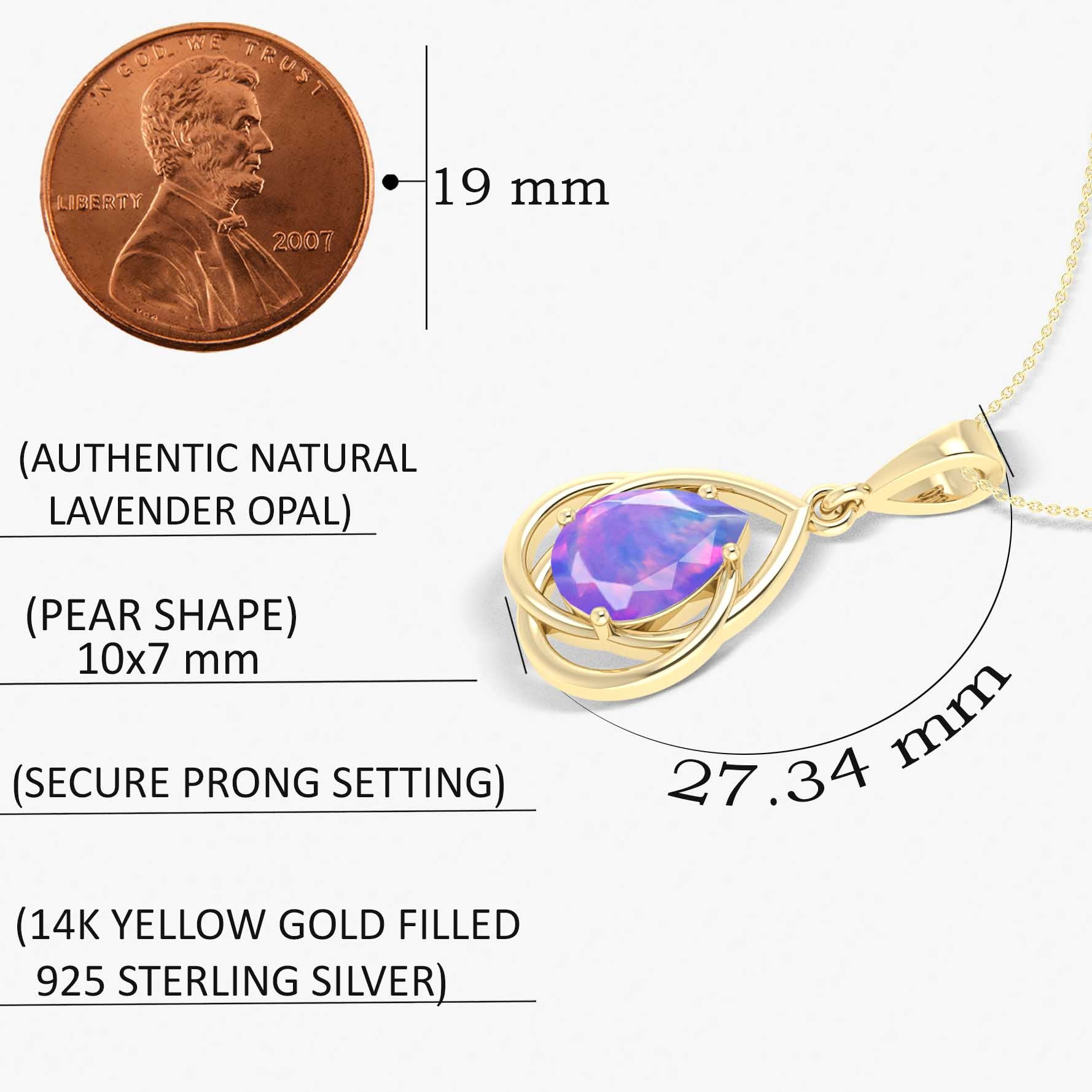 Pear Shape Natural Lavender Opal Solitaire Pendant Chain Necklace - Goodstone Jewels