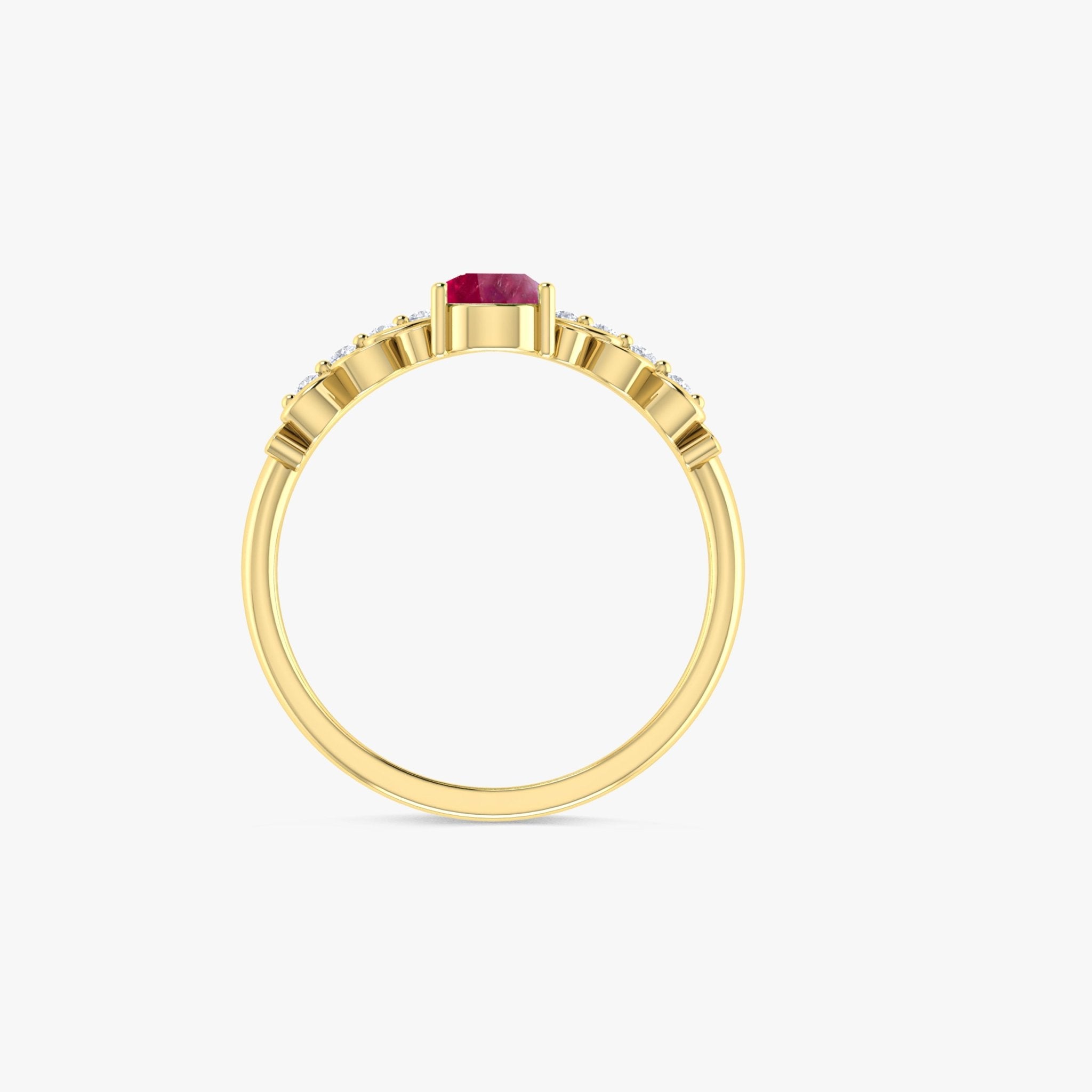 Pear Shape Natural Ruby Crown Style Wishbone Ring - Goodstone Jewels