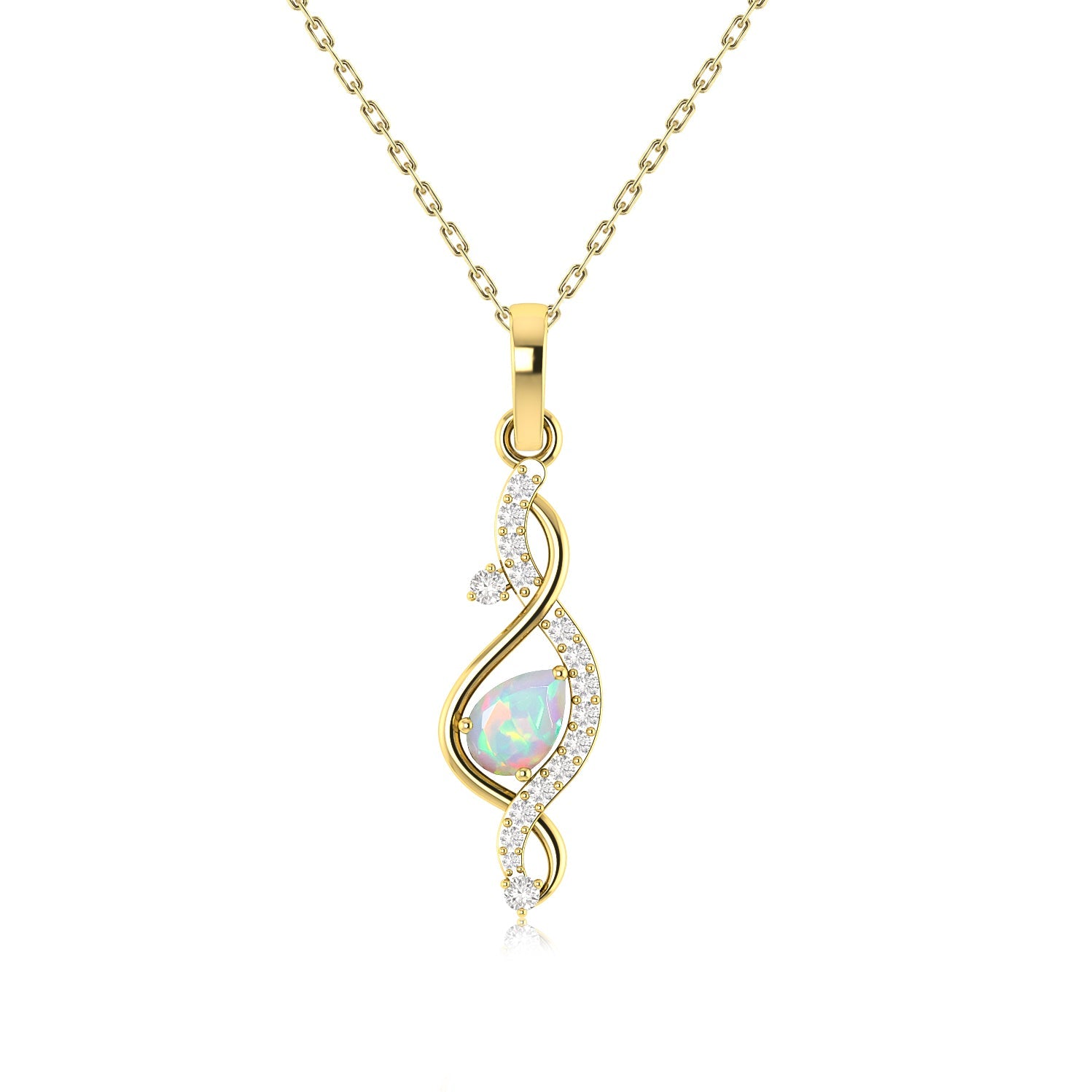 Pear Shape Natural White Opal Designer Pendant Necklace - Goodstone Jewels