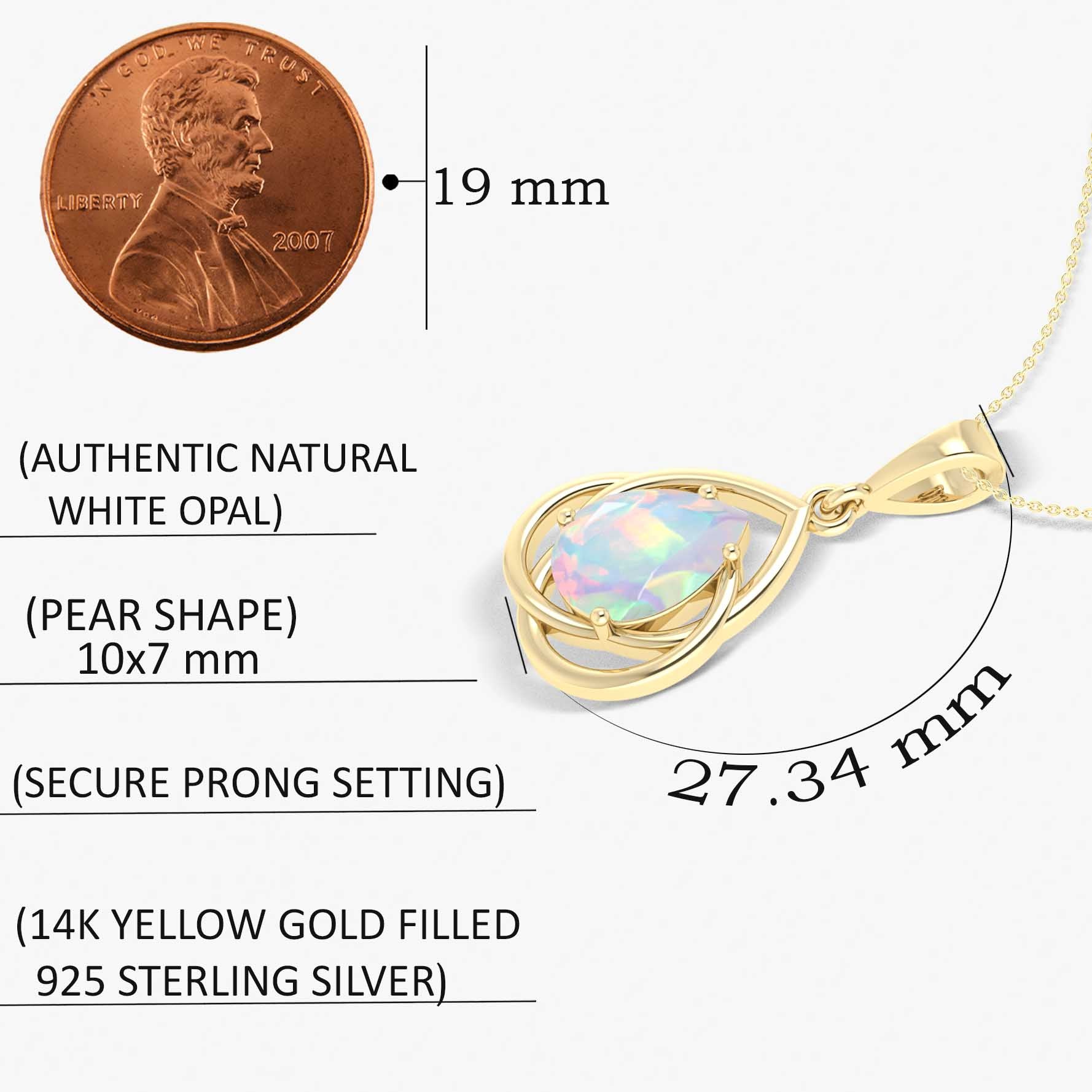 Pear Shape Natural White Opal Solitaire Pendant Chain Necklace - Goodstone Jewels