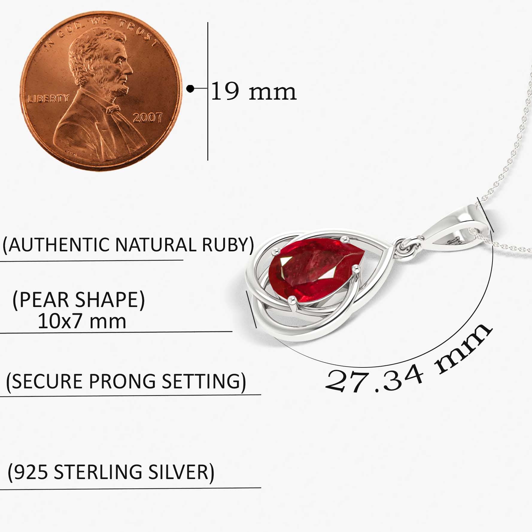 Pear Shape Ruby Solitaire Pendant Chain Necklace - Goodstone Jewels